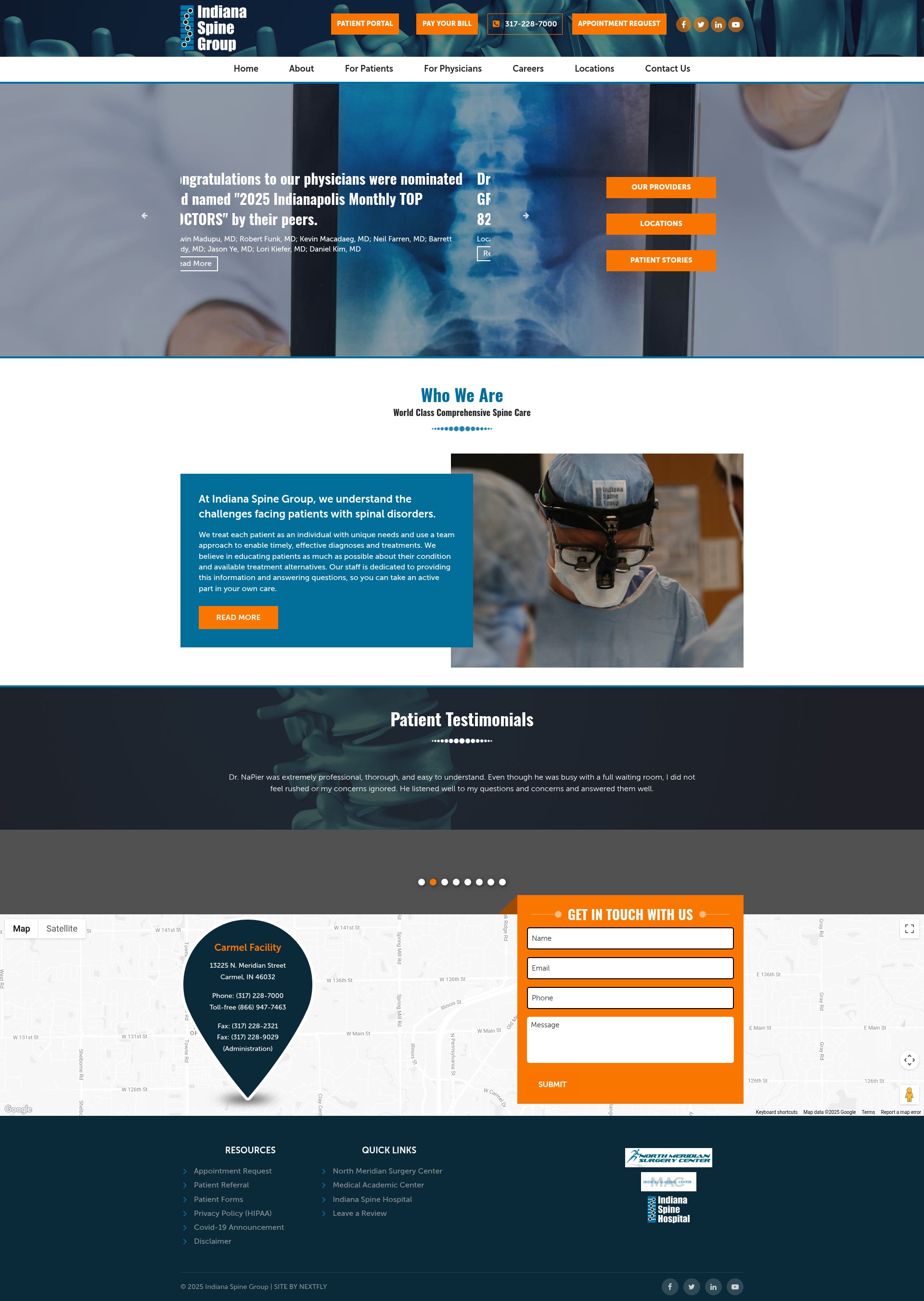 Screenshot of indianaspinegroup.com