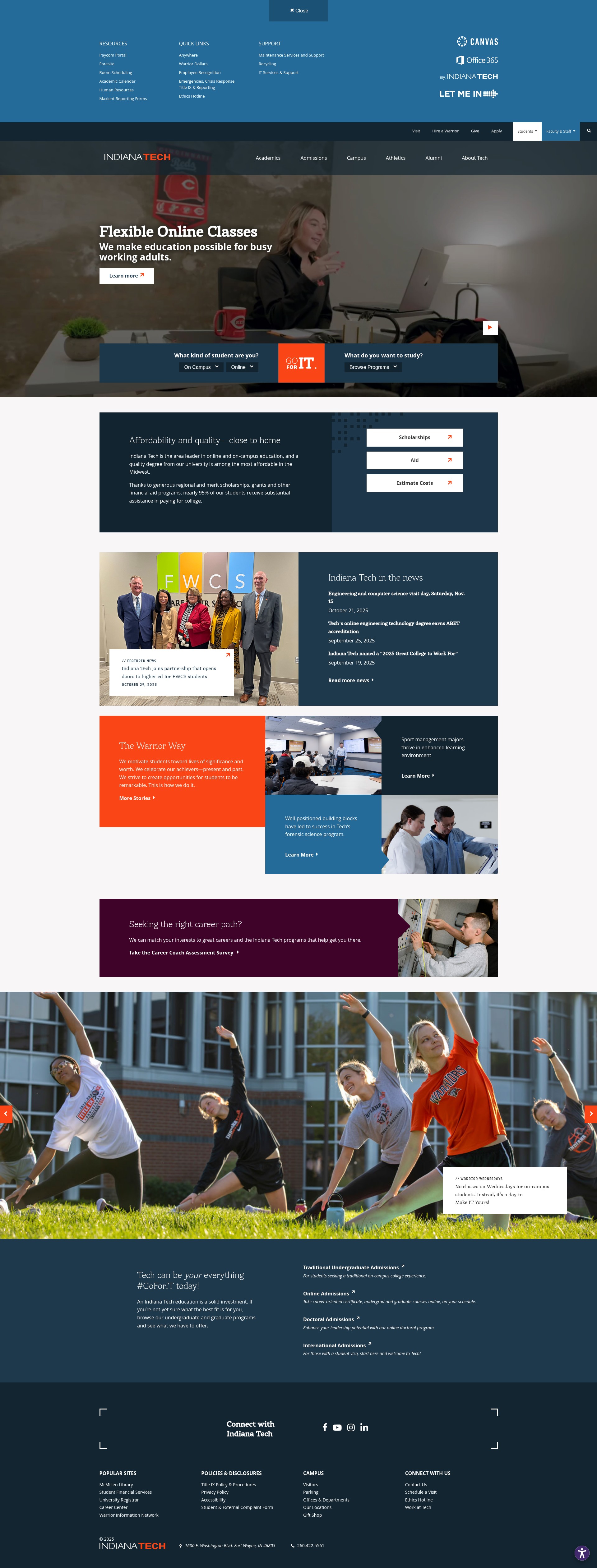 Screenshot of indianatech.edu