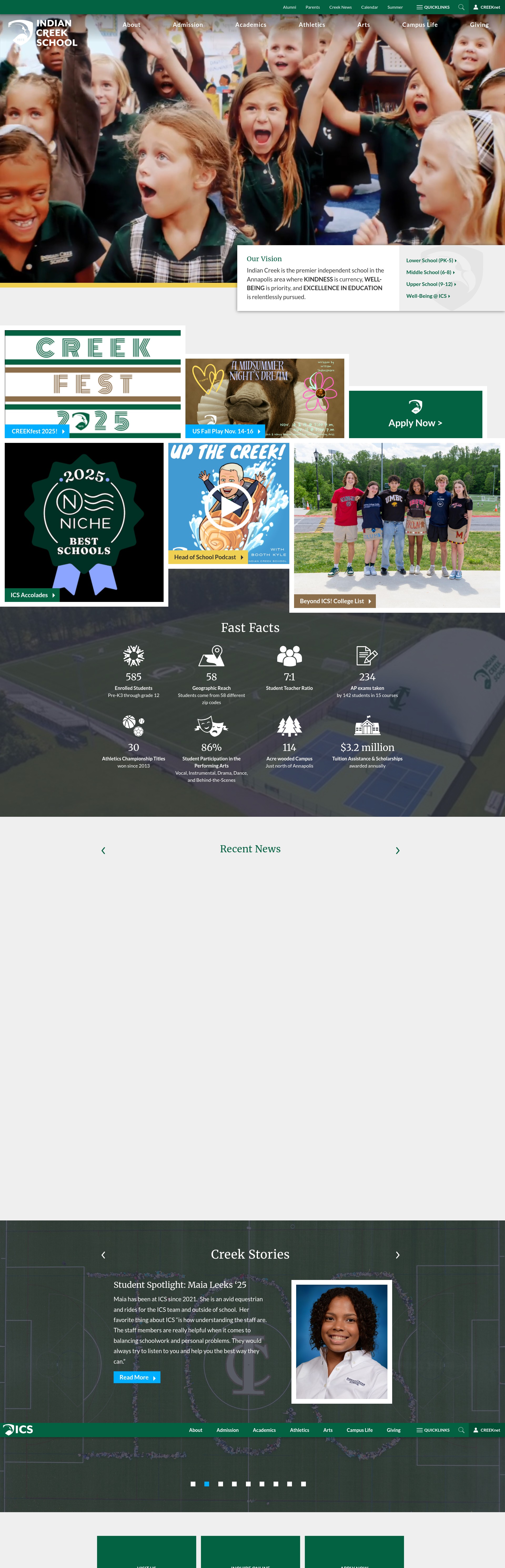 Screenshot of indiancreekschool.org