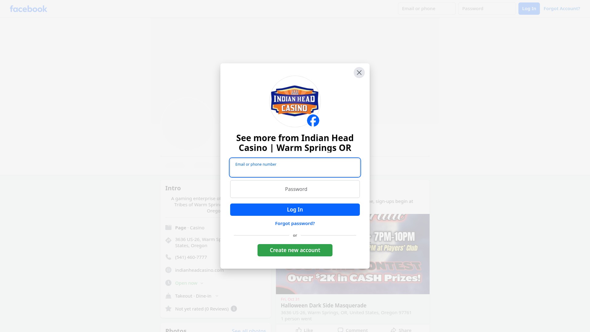 Screenshot of indianheadcasino.com