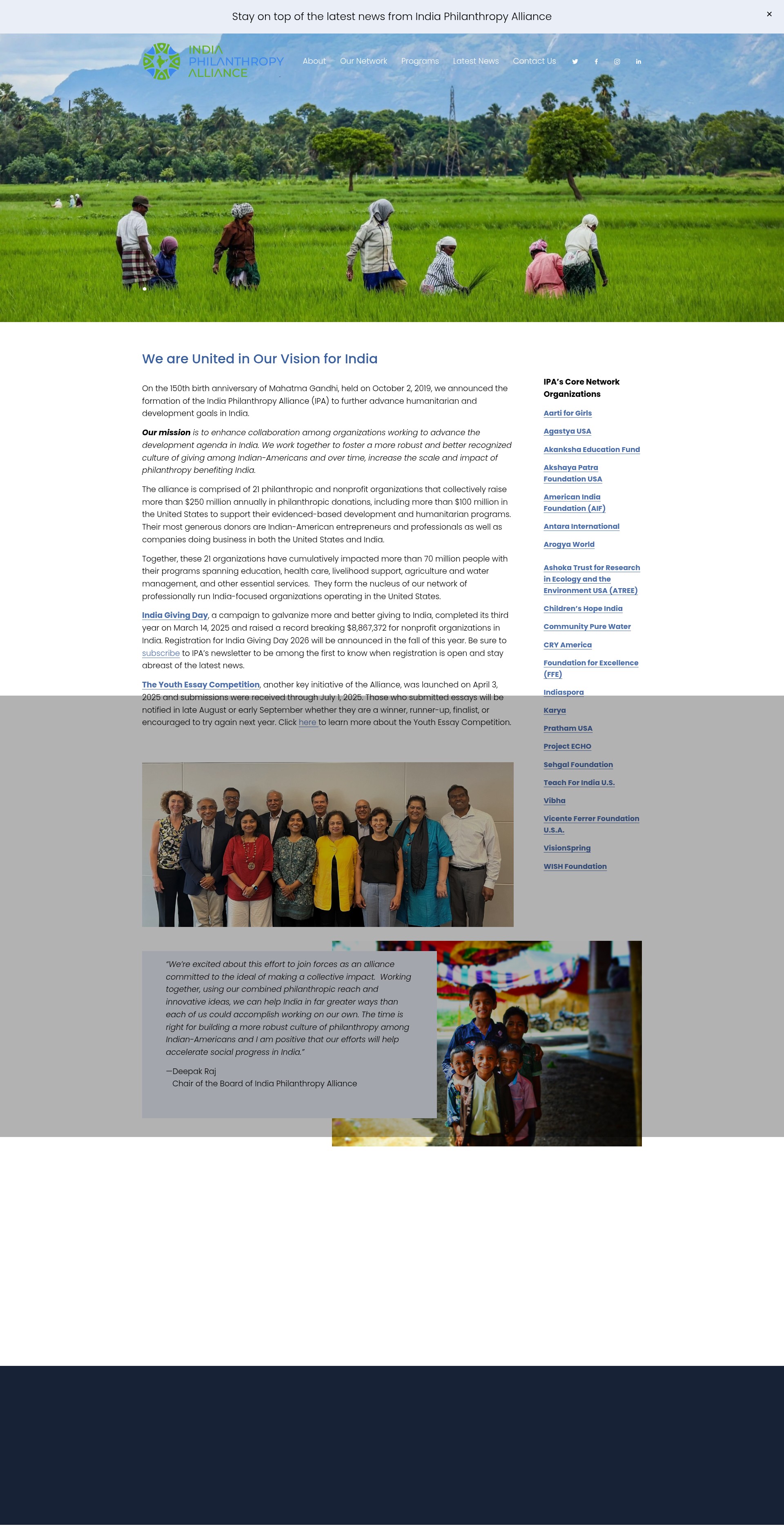Screenshot of indiaphilanthropyalliance.org