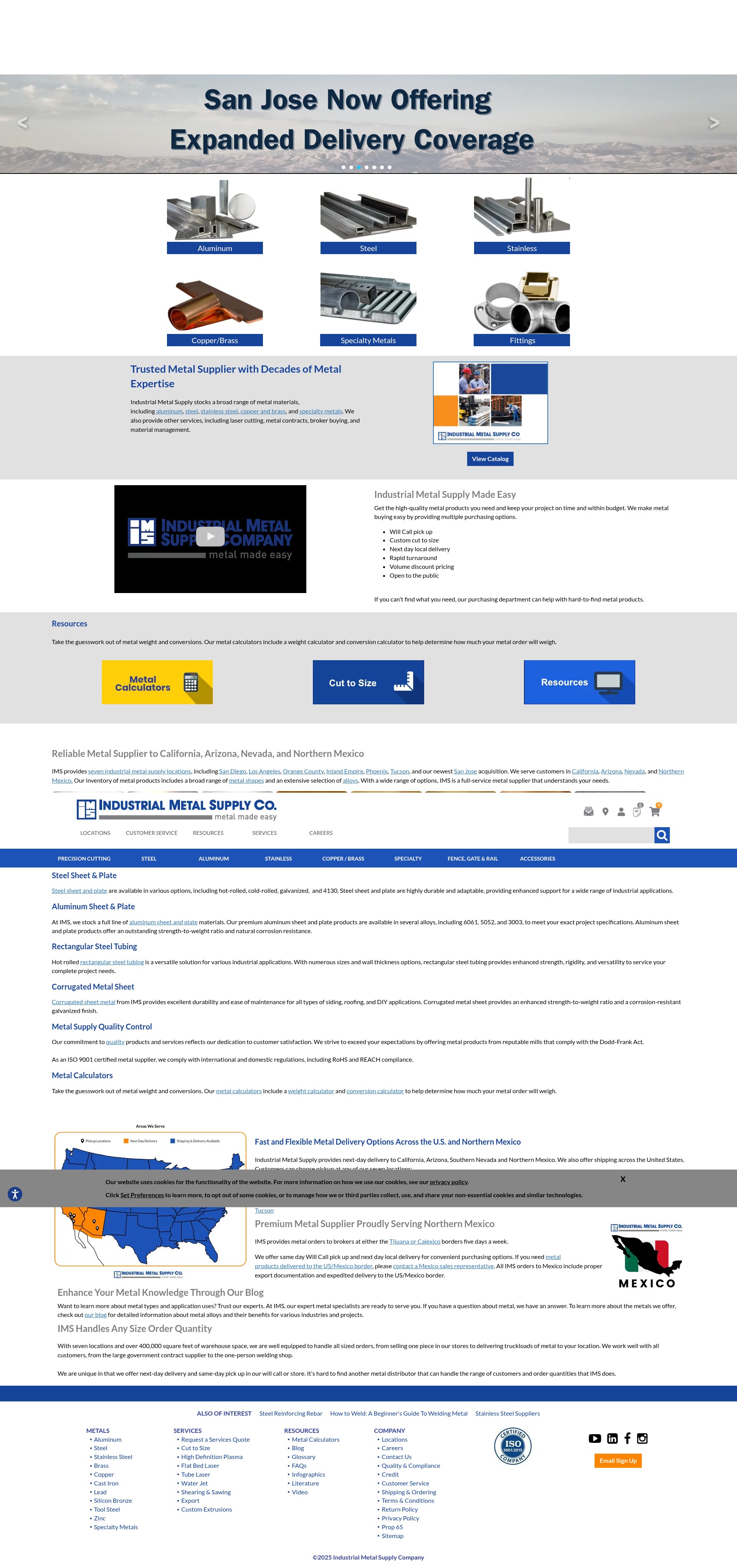 Screenshot of industrialmetalsupply.com