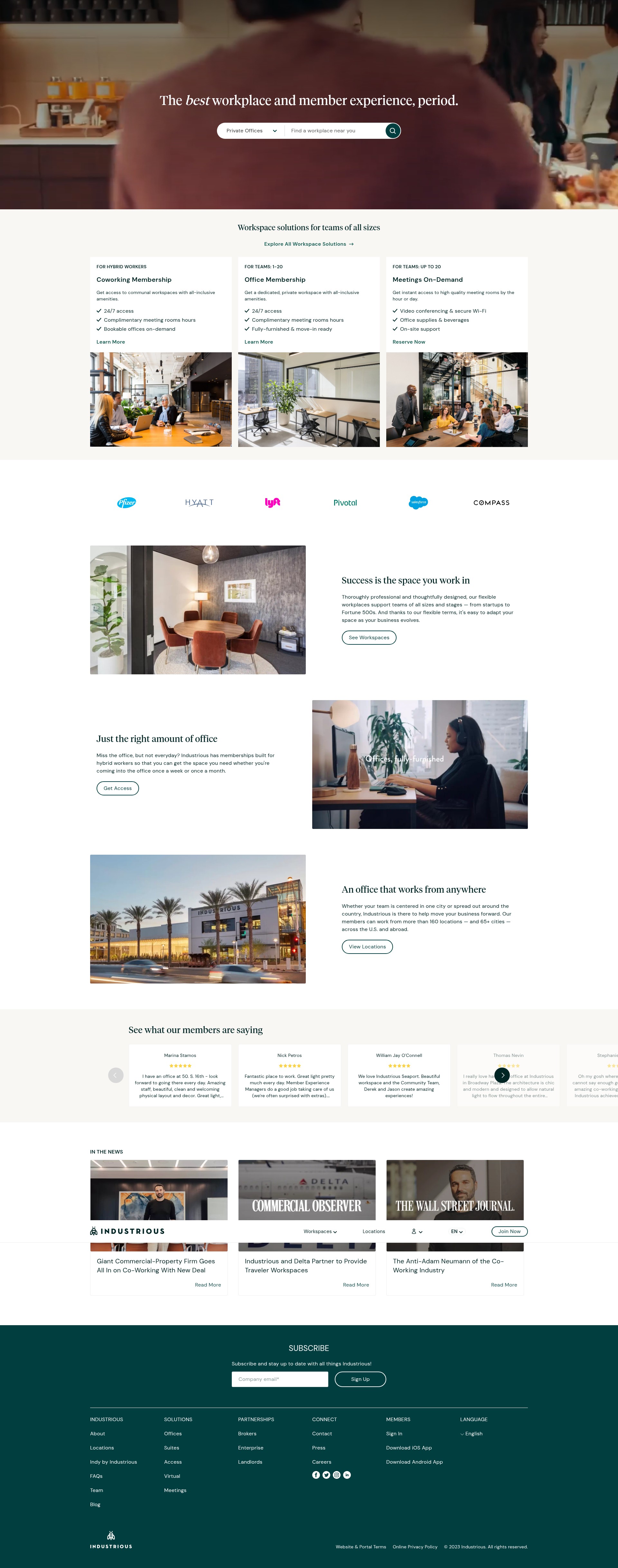 Screenshot of industriousoffice.com