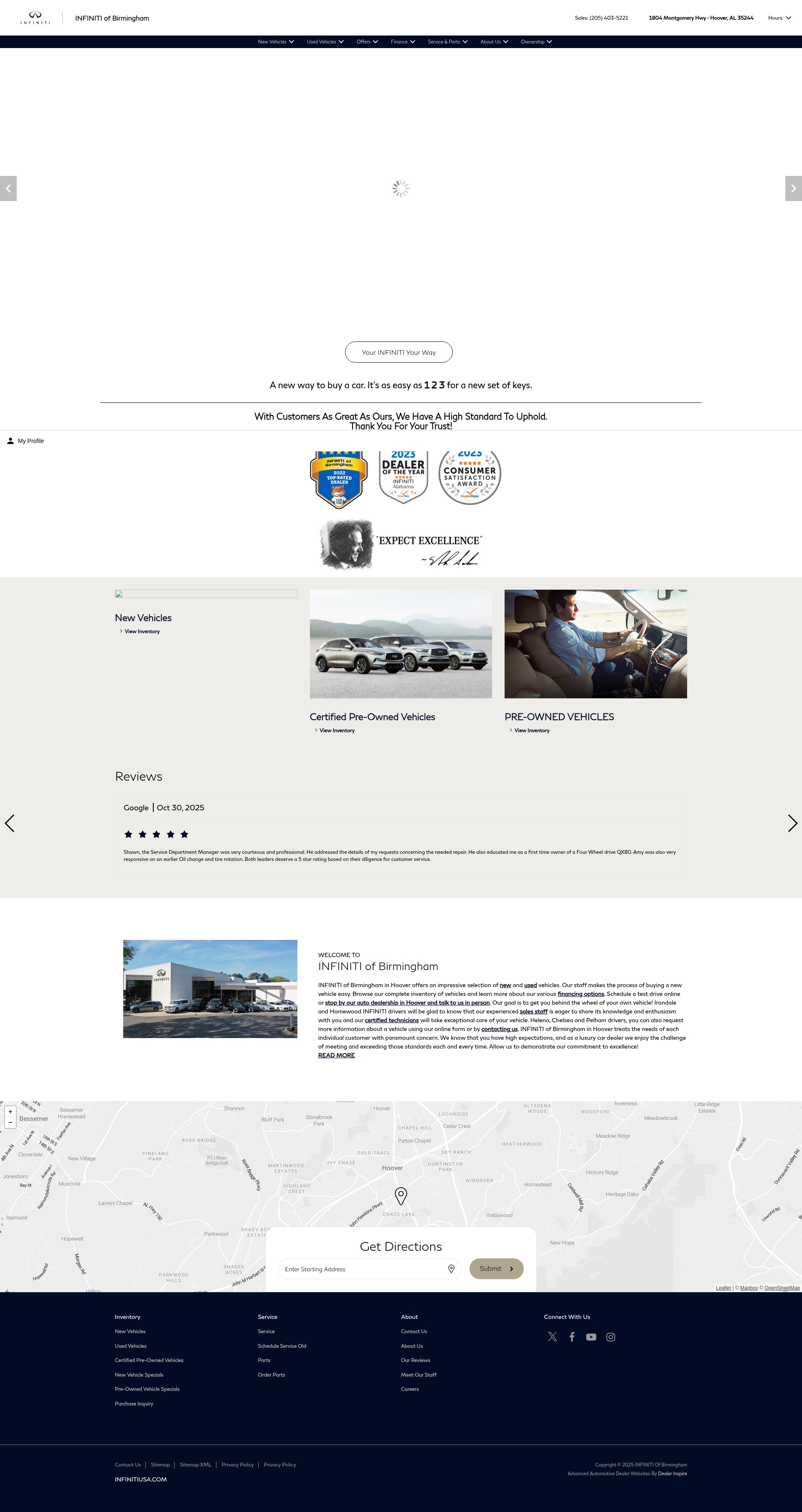 Screenshot of infinitibhm.com