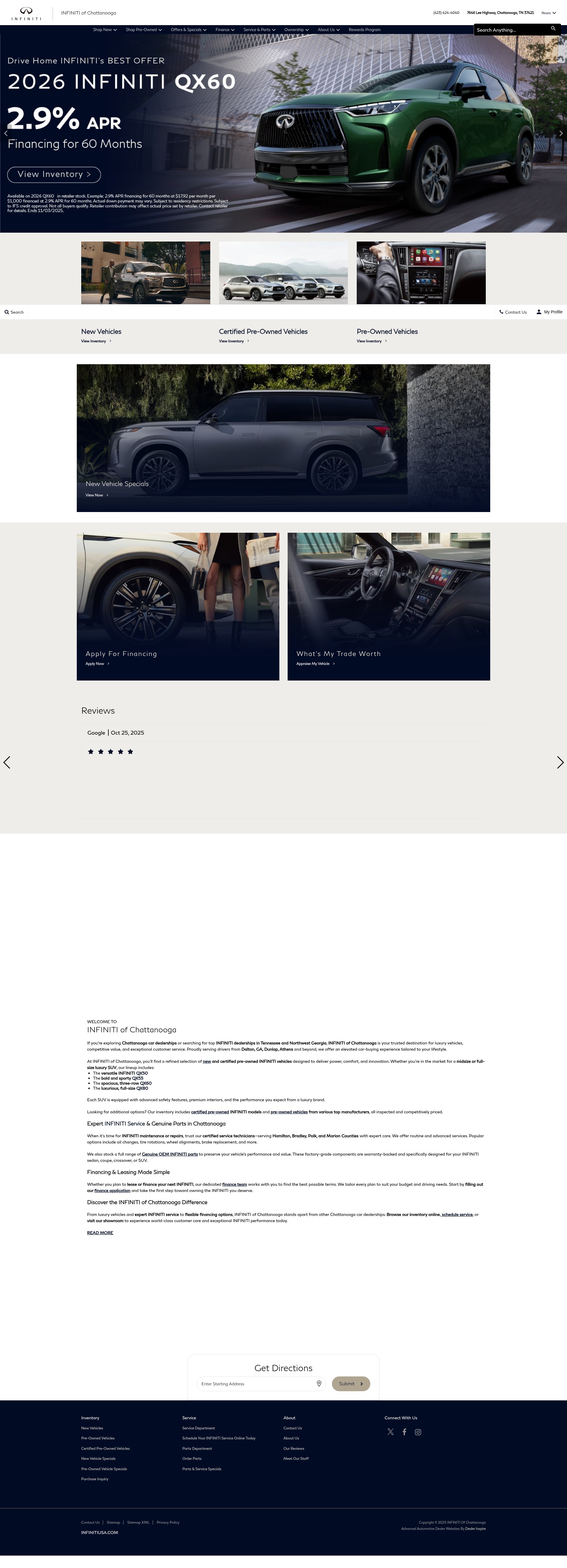 Screenshot of infinitichattanooga.com