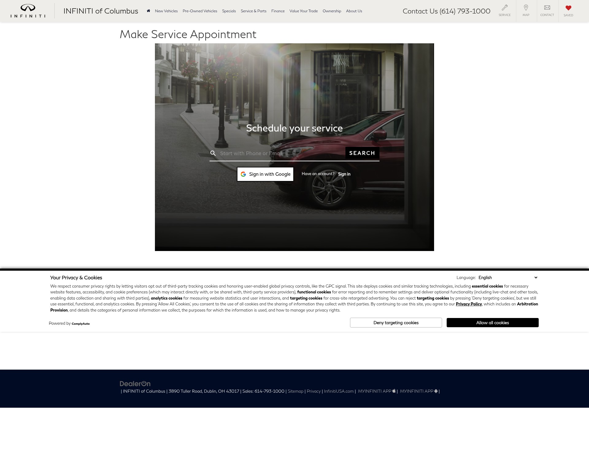 Screenshot of infinitiofcolumbus.com