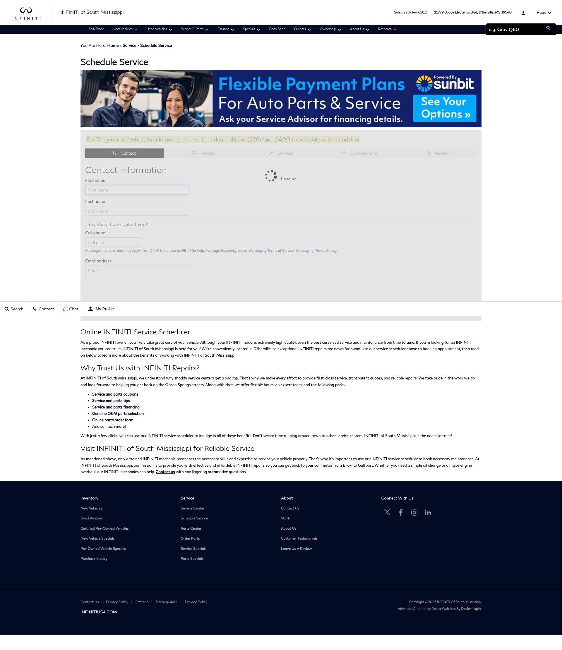 Screenshot of infinitiofsm.com