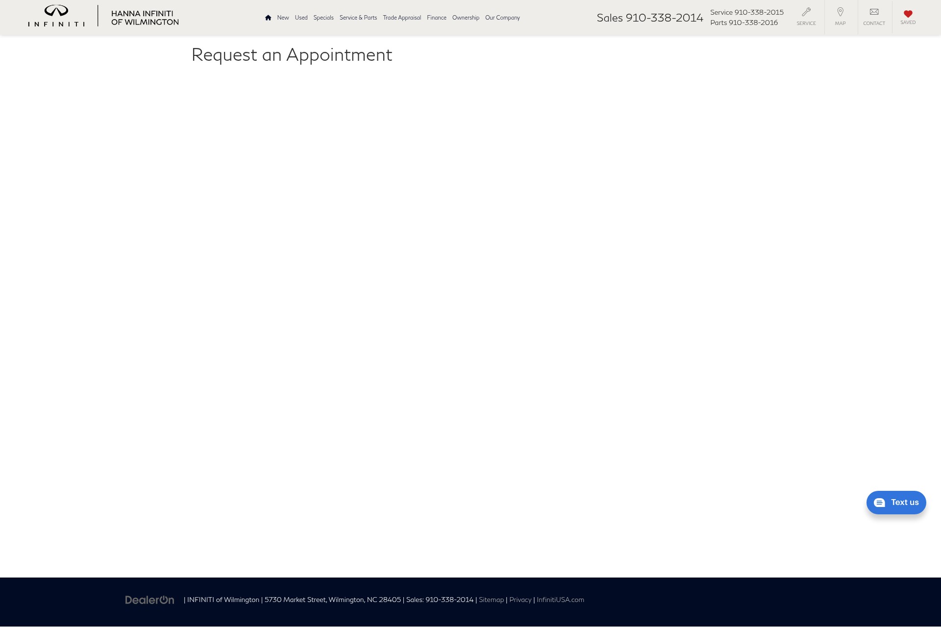 Screenshot of infinitiofwilmington.com