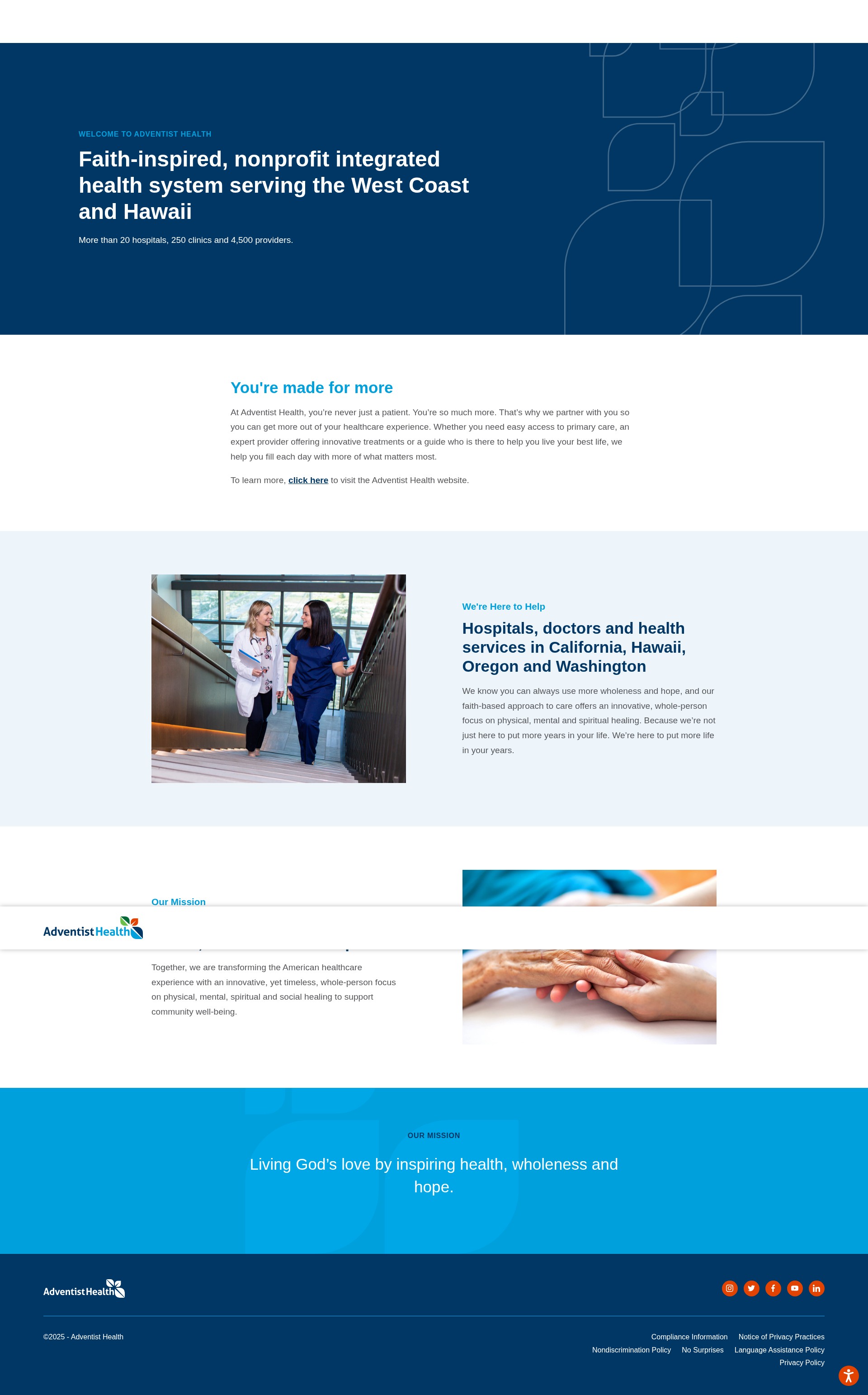Screenshot of info.adventisthealth.org
