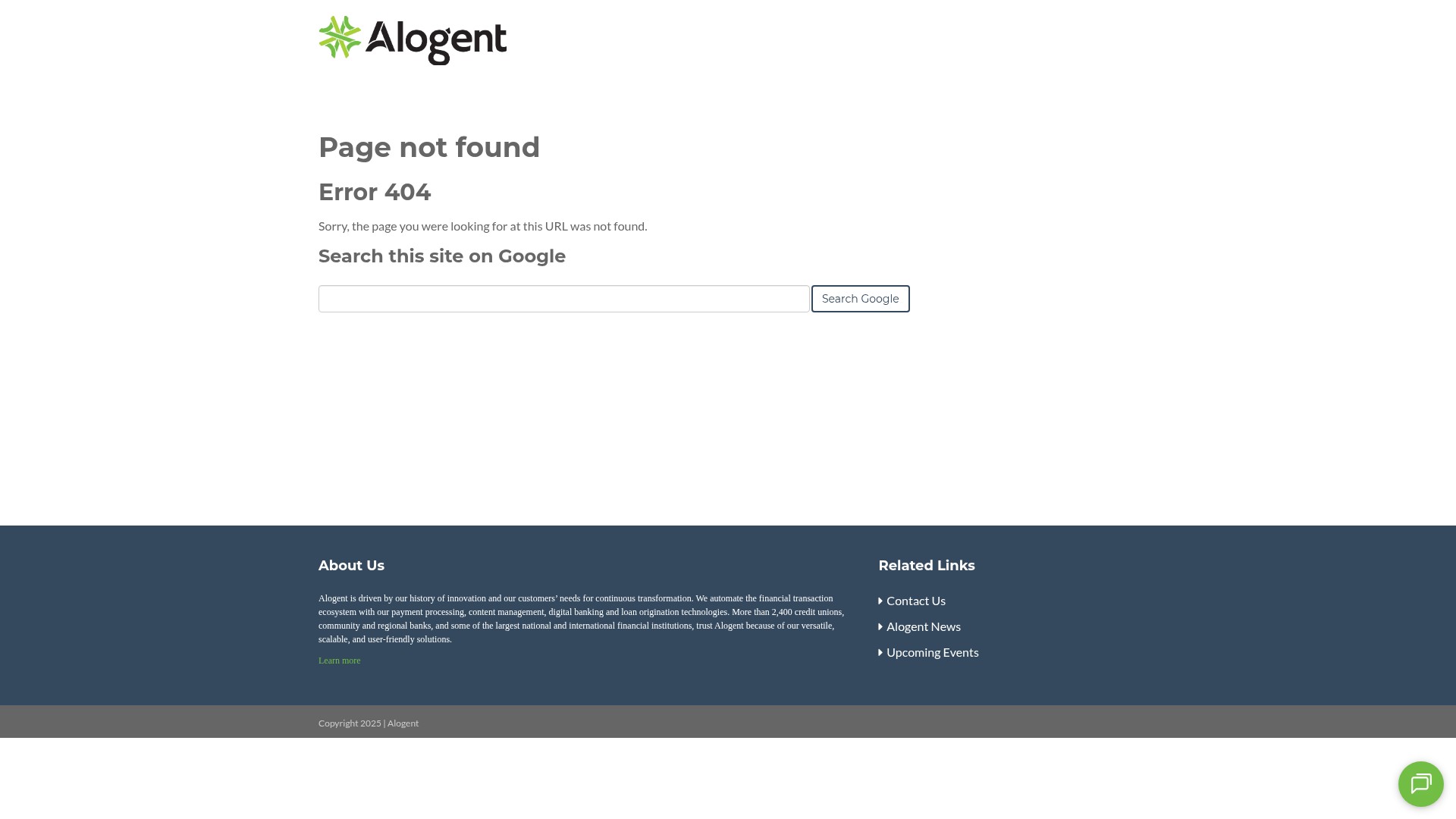 Screenshot of info.alogent.com