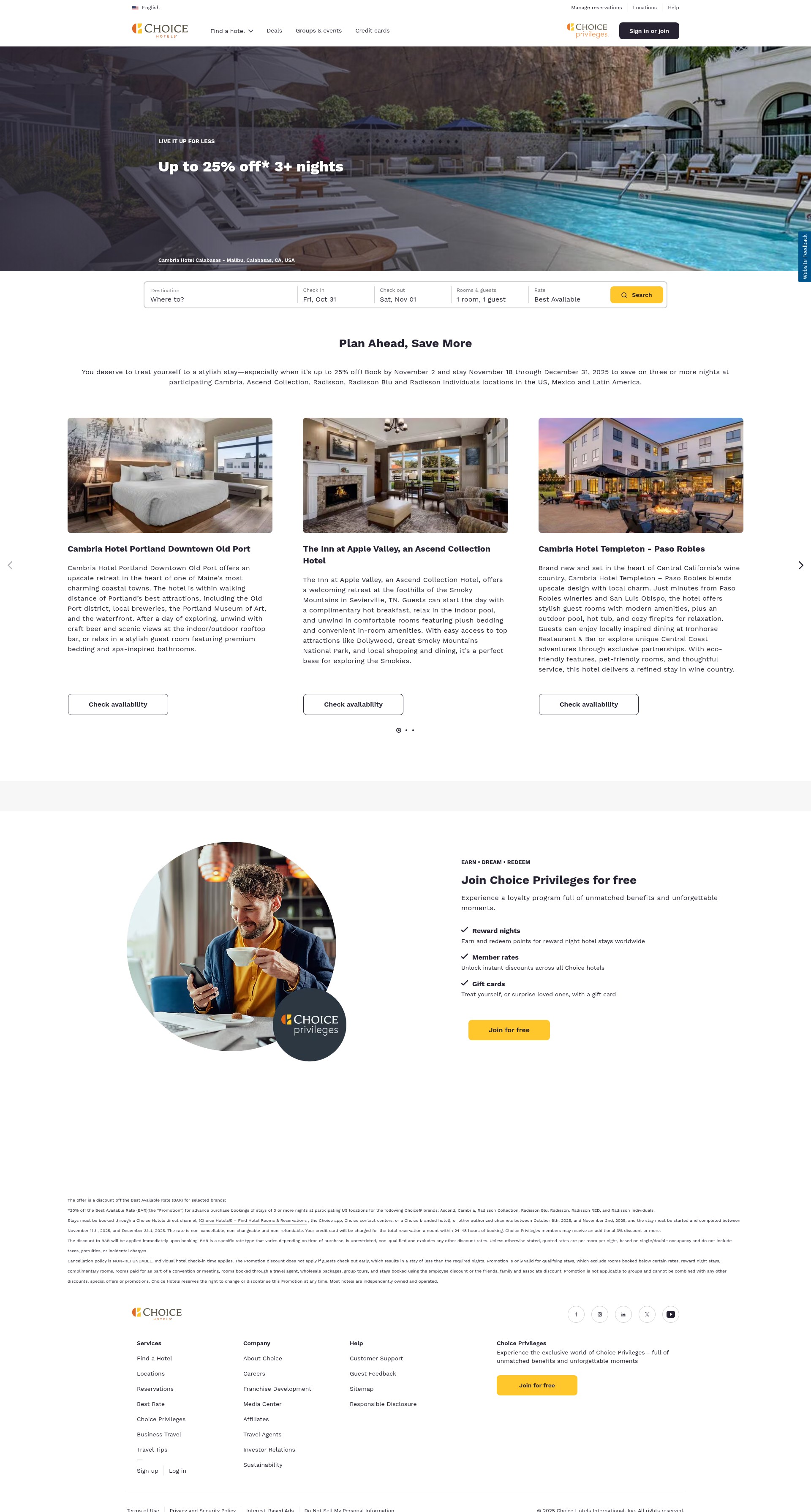 Screenshot of info.choicehotels.com
