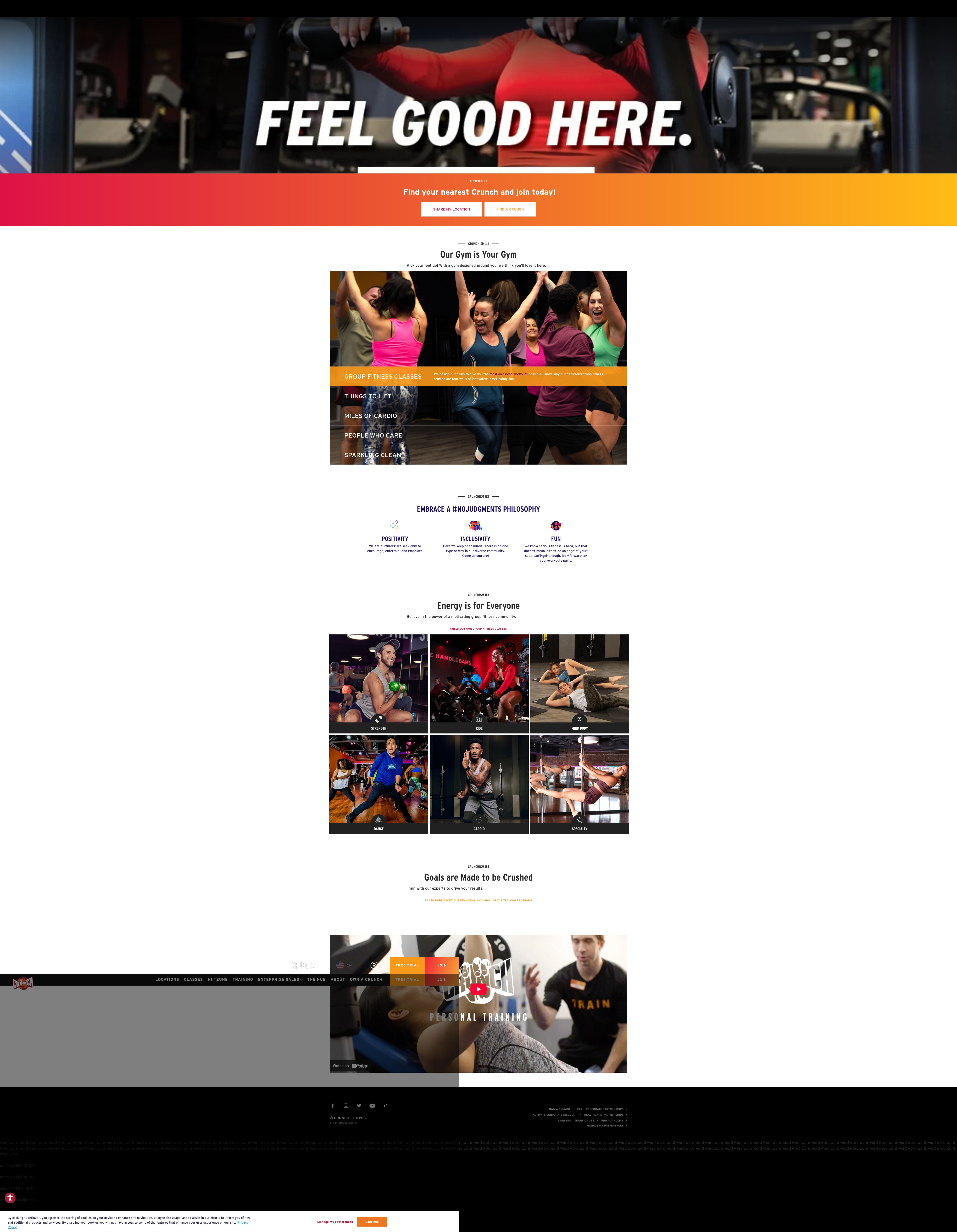 Screenshot of info.crunch.com