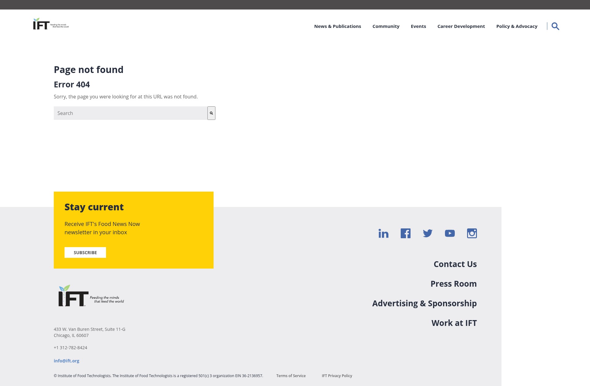 Screenshot of info.ift.org