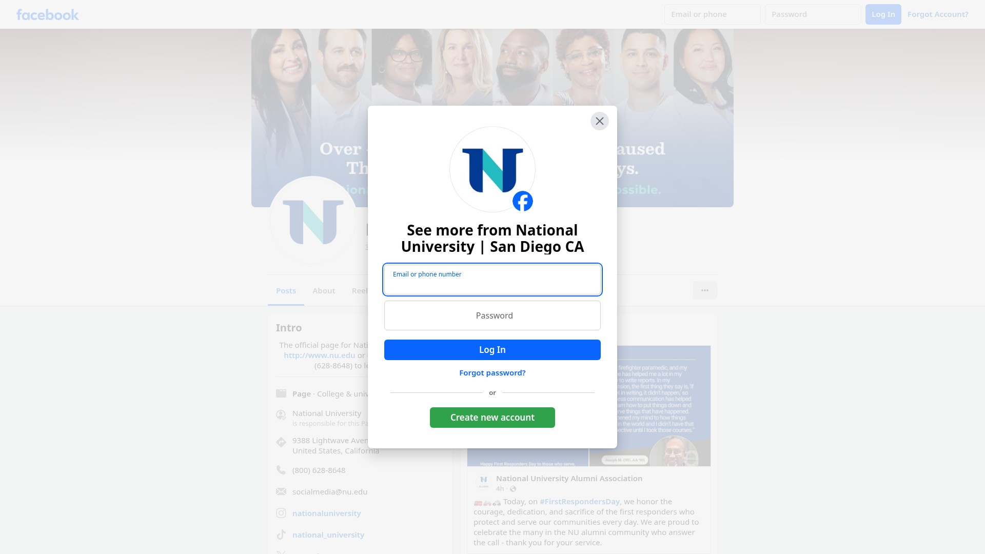 Screenshot of info.nu.edu