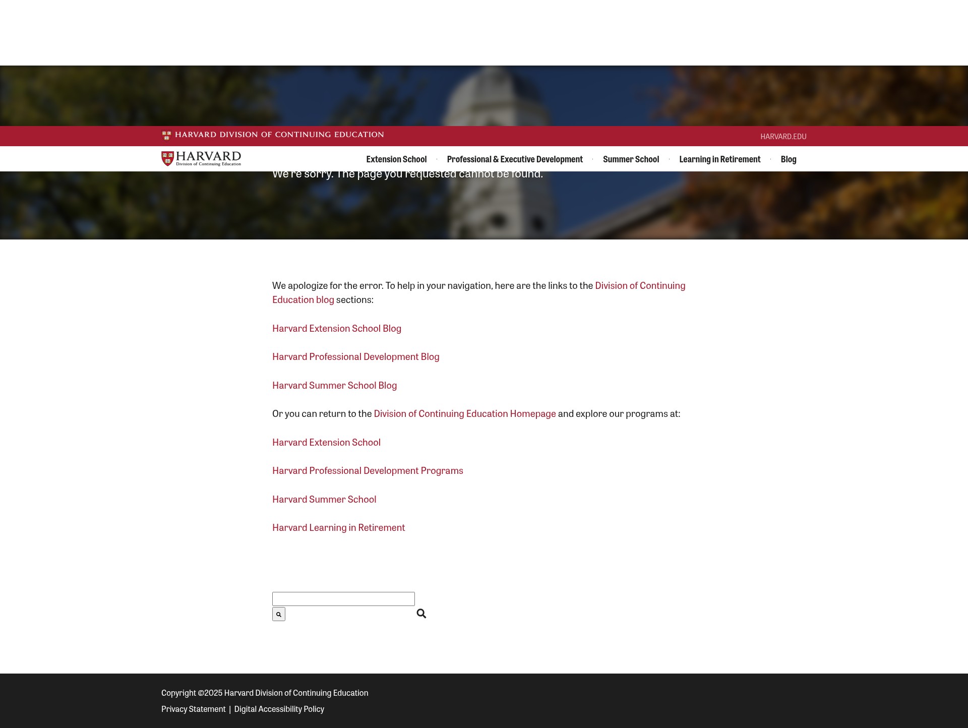 Screenshot of info.professional.dce.harvard.edu
