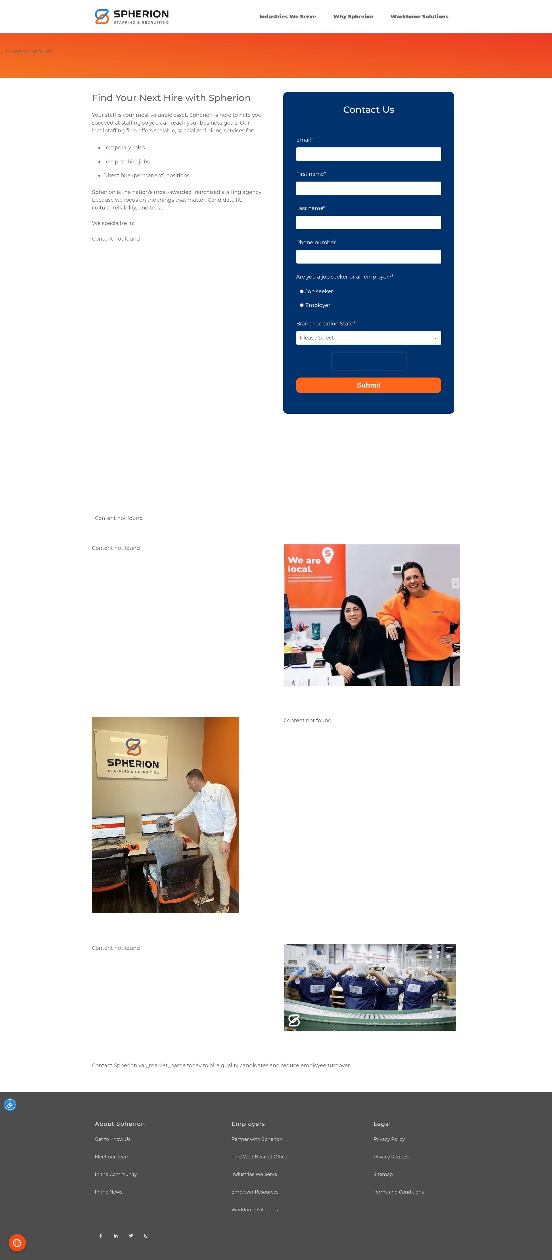 Screenshot of info.spherion.com