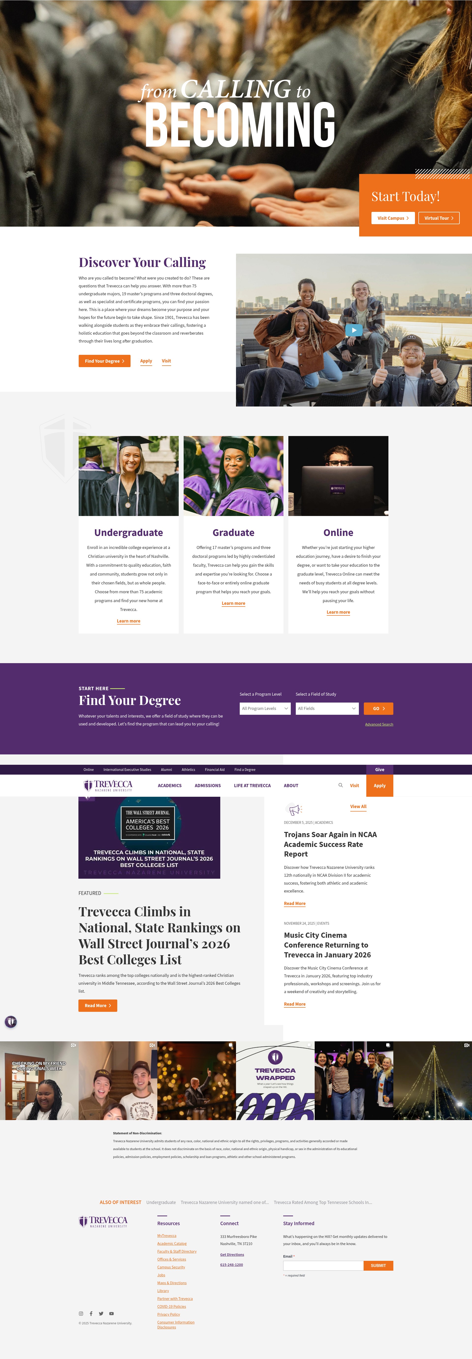Screenshot of info.trevecca.edu
