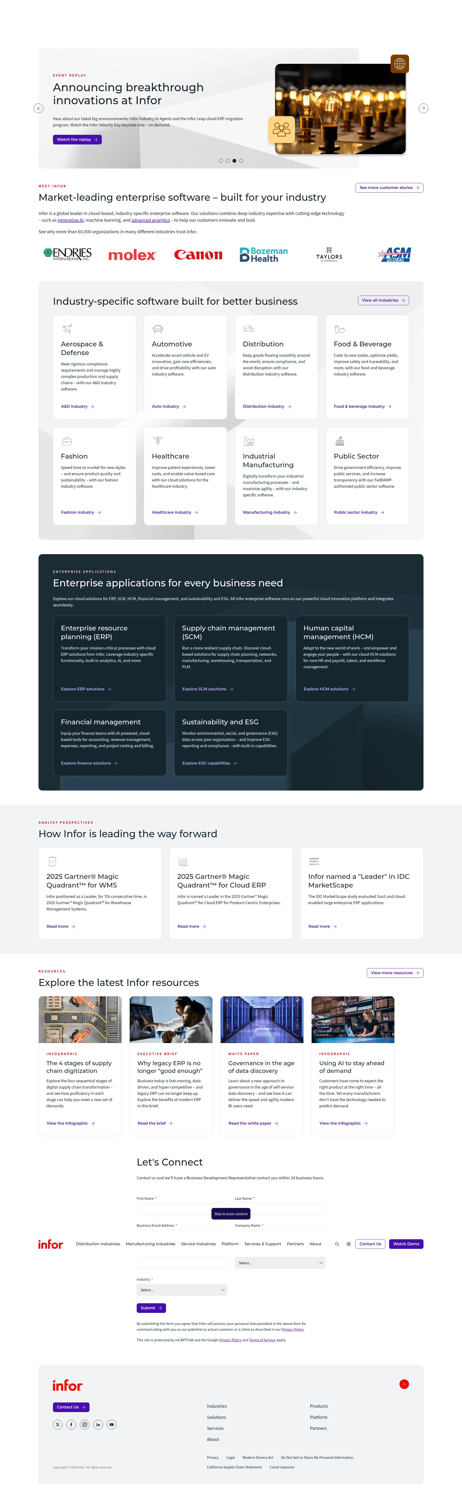 Screenshot of infor.com