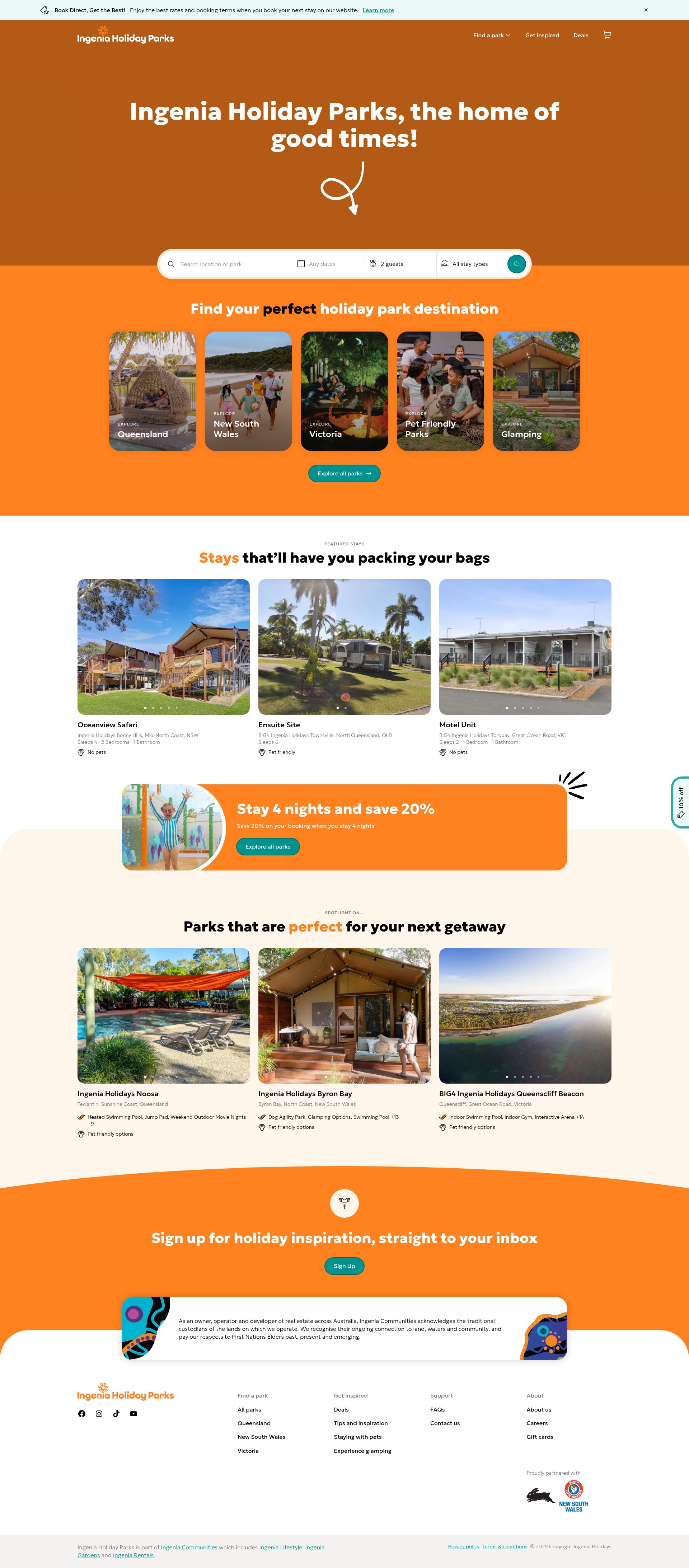 Screenshot of ingeniaholidays.com.au
