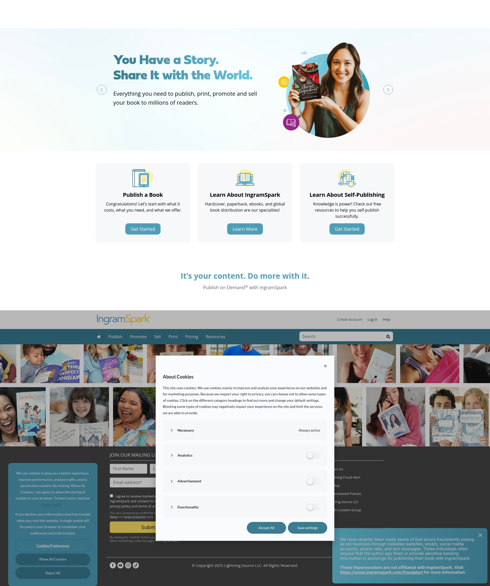 Screenshot of ingramspark.com