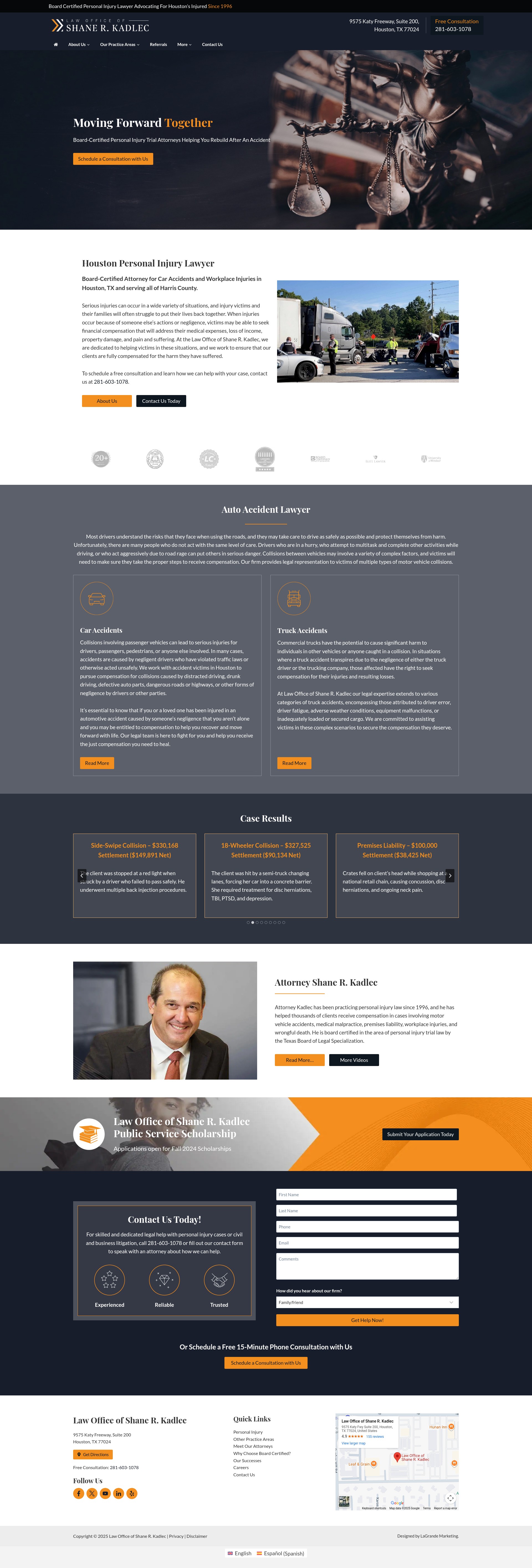 Screenshot of injurylawyerhouston.com