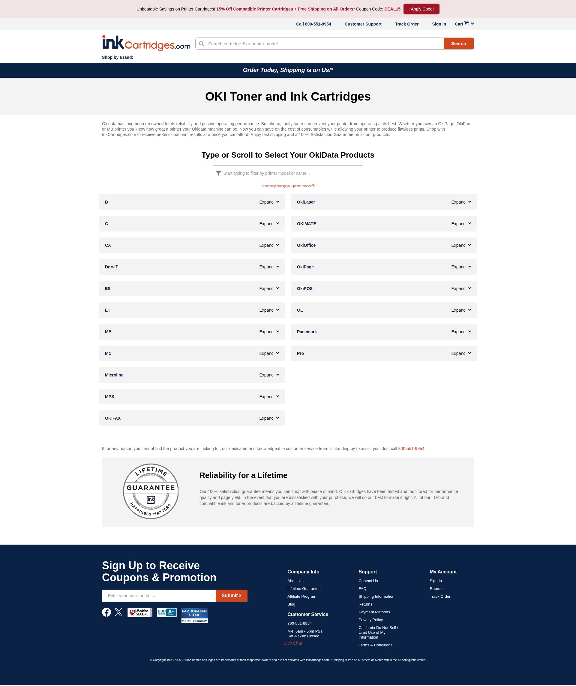 Screenshot of inkcartridges.com