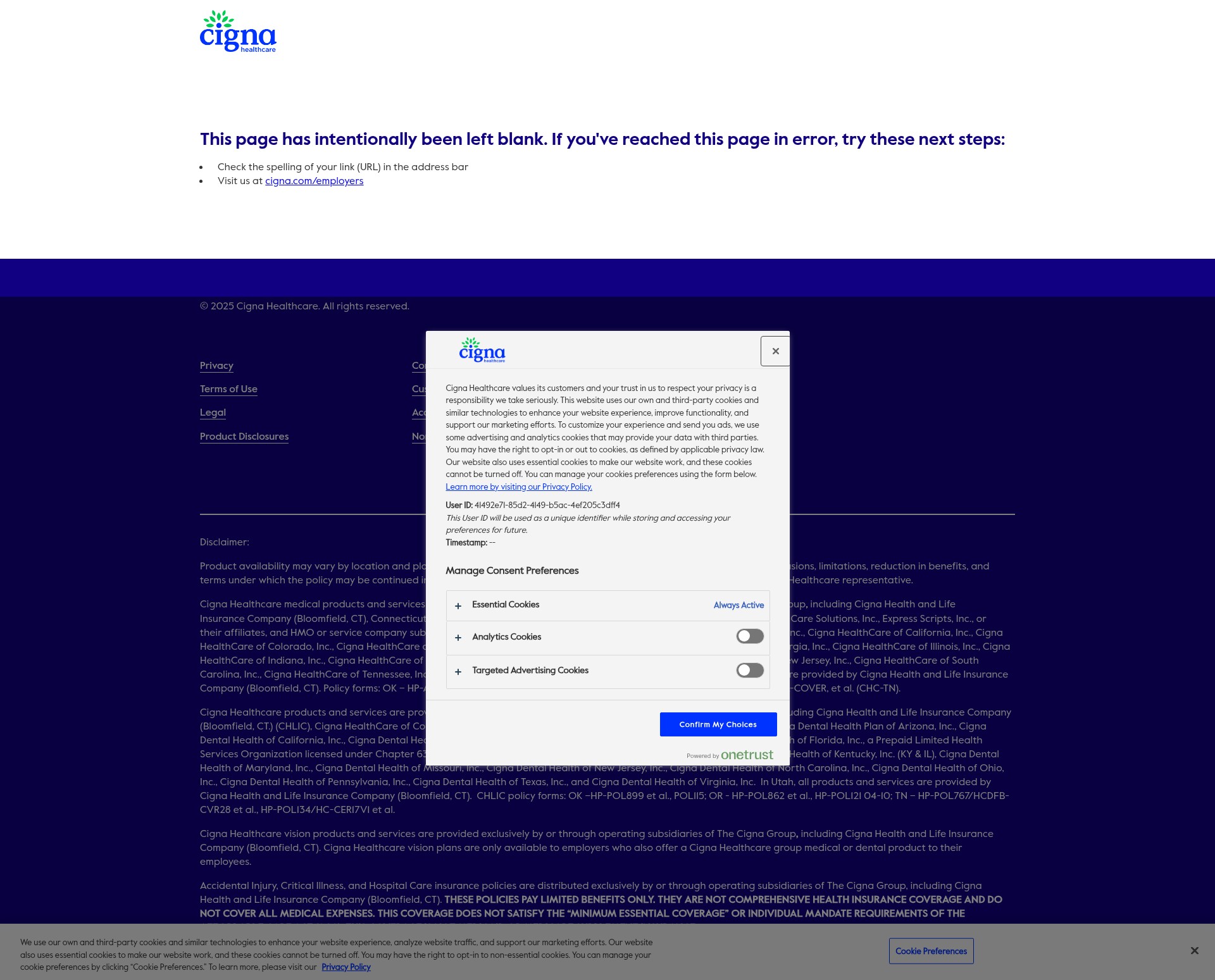 Screenshot of insights.cignahealthcare.com