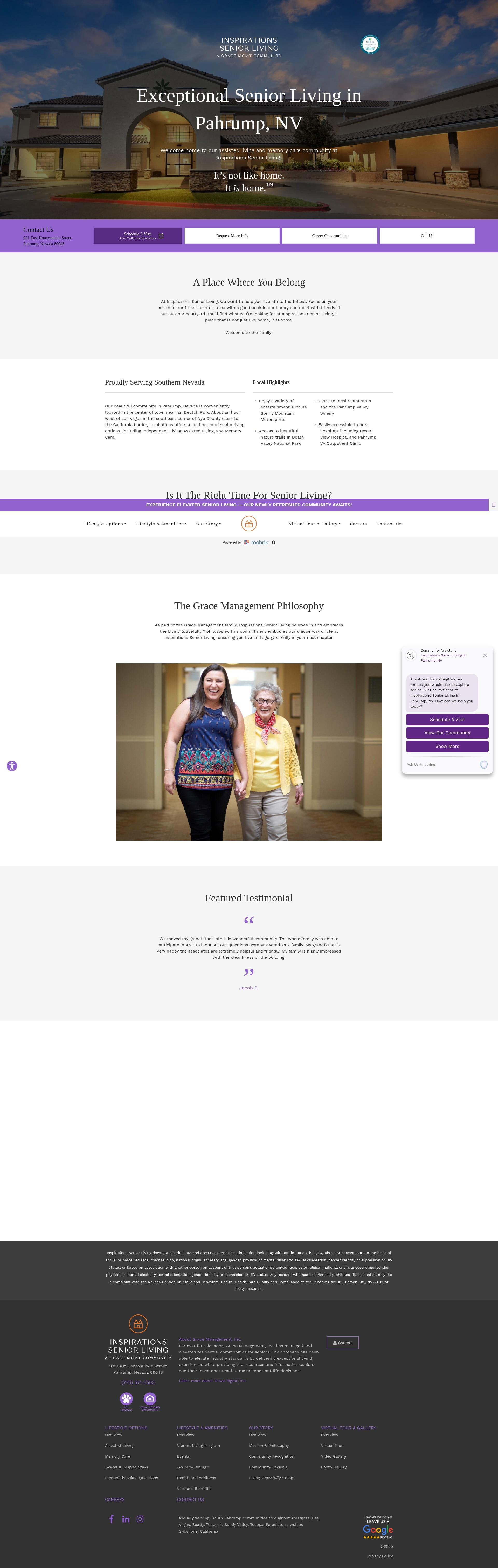 Screenshot of inspirationsseniorliving.com