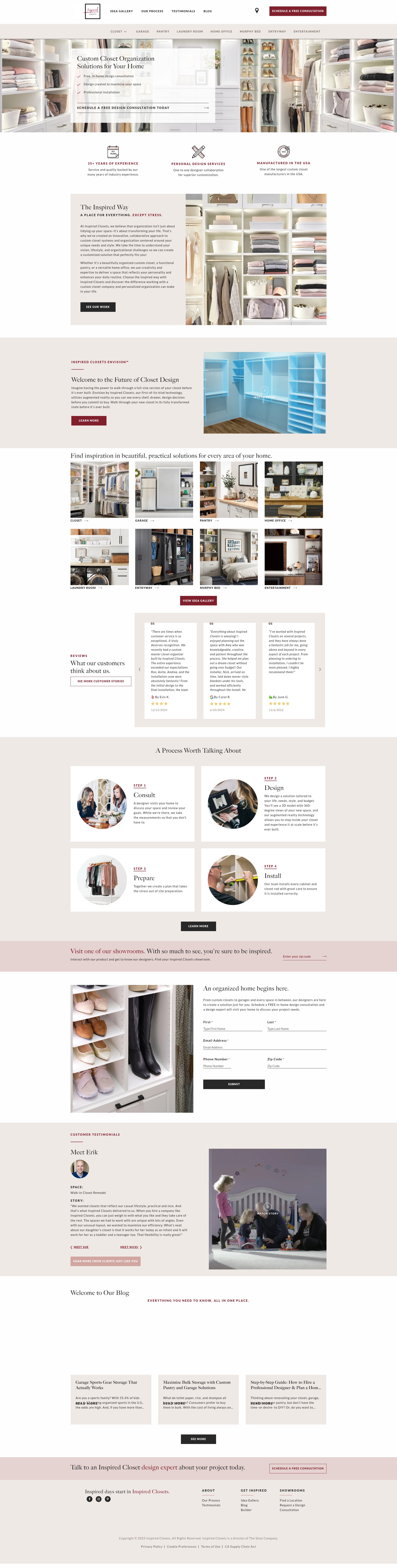 Screenshot of inspiredclosets.com