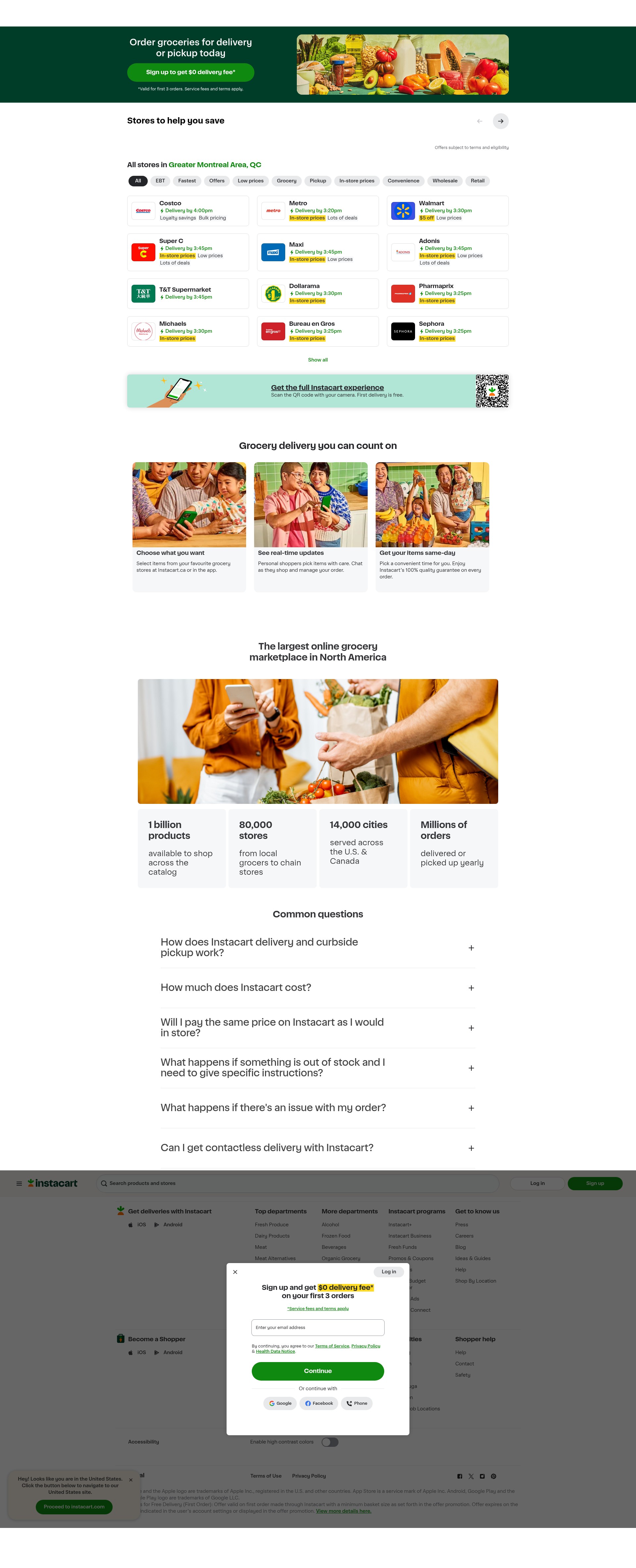 Screenshot of instacart.ca