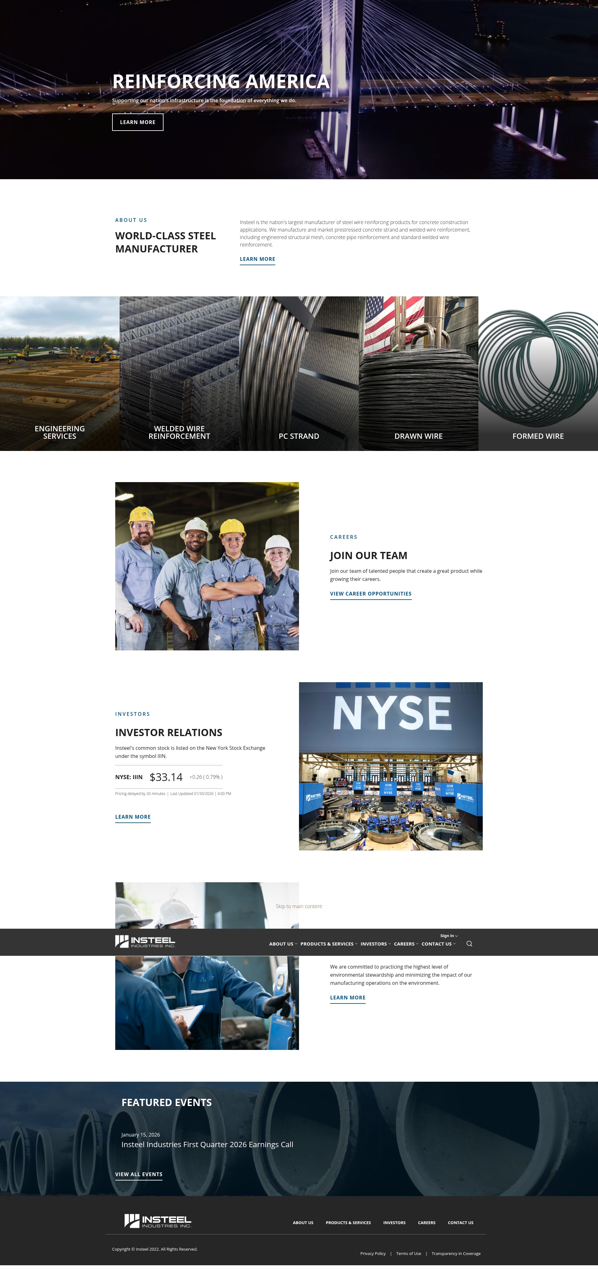 Screenshot of insteel.com