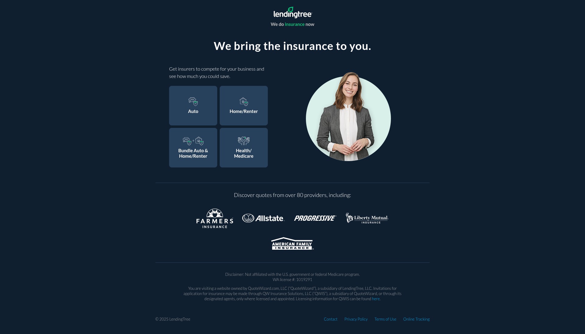 Screenshot of insurance.lendingtree.com