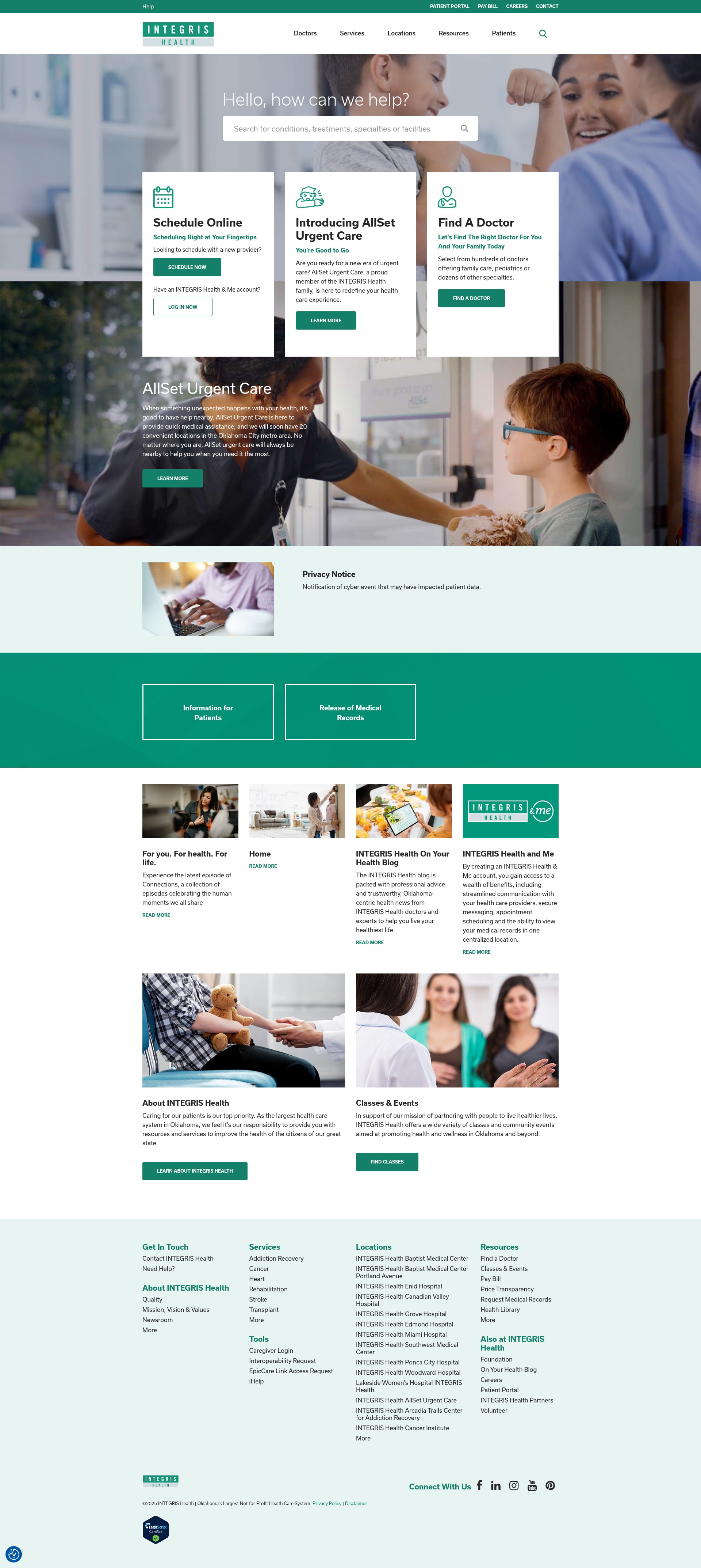 Screenshot of integrishealth.org