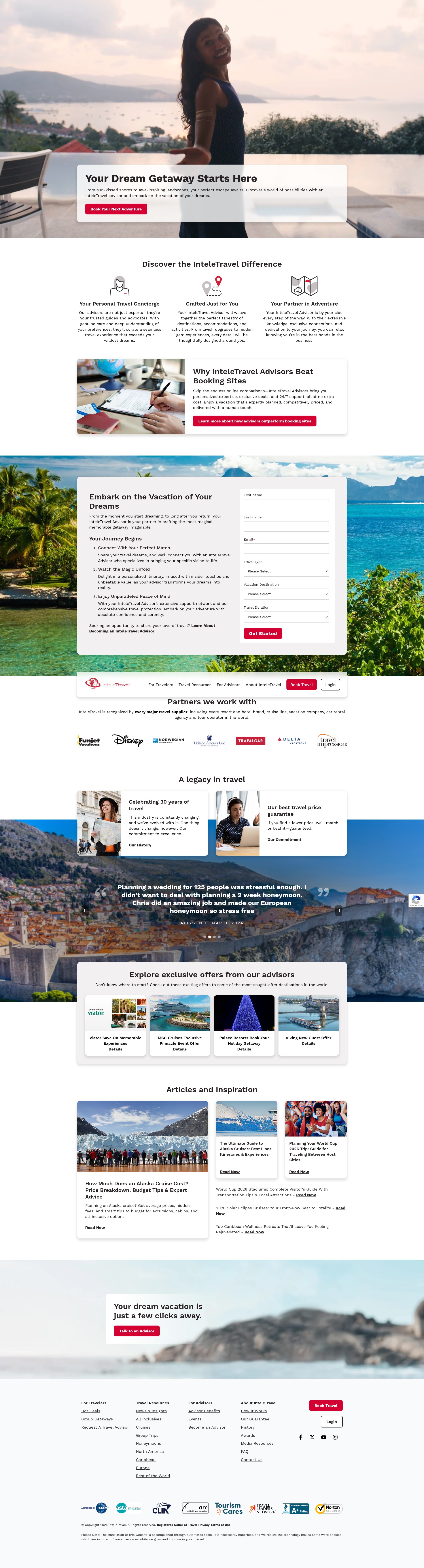 Screenshot of inteletravel.com