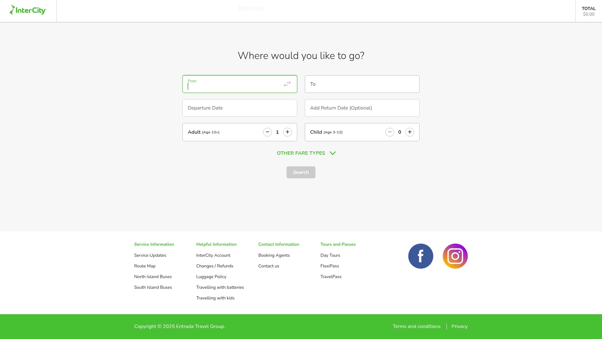 Screenshot of intercity.co.nz