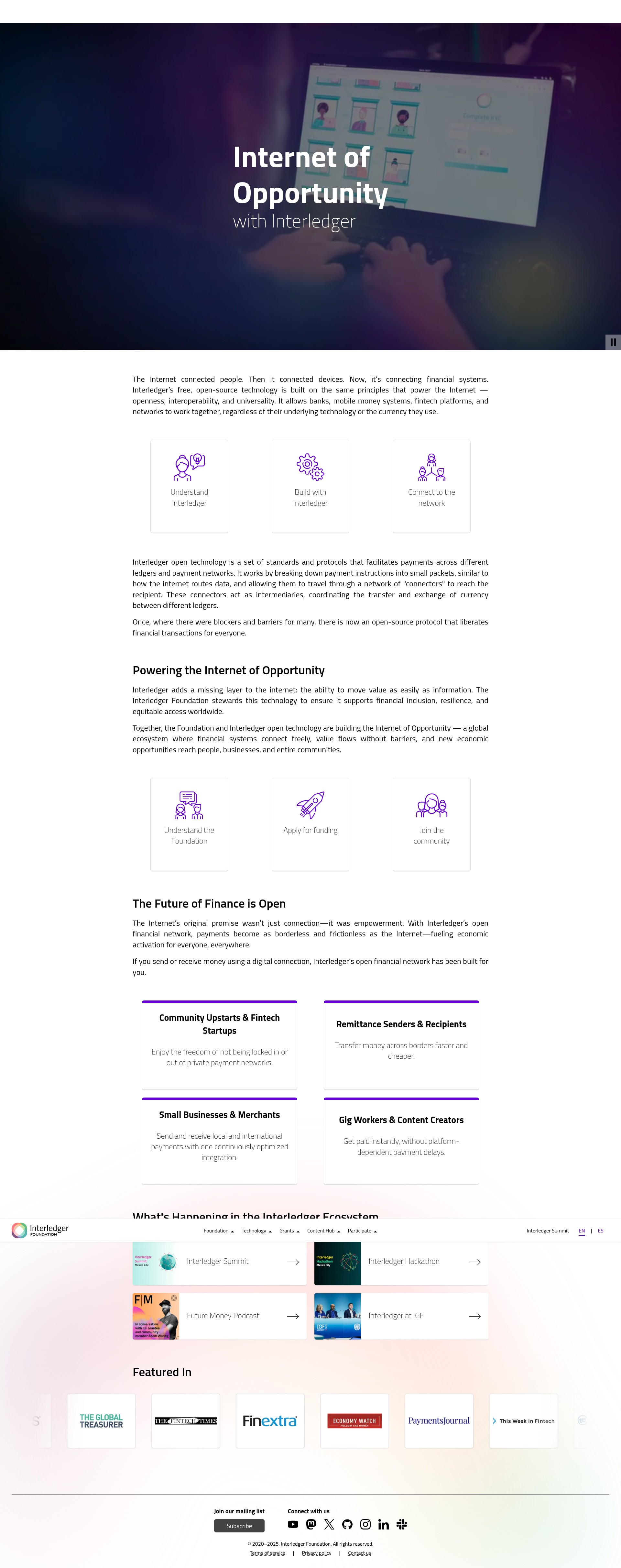 Screenshot of interledger.org