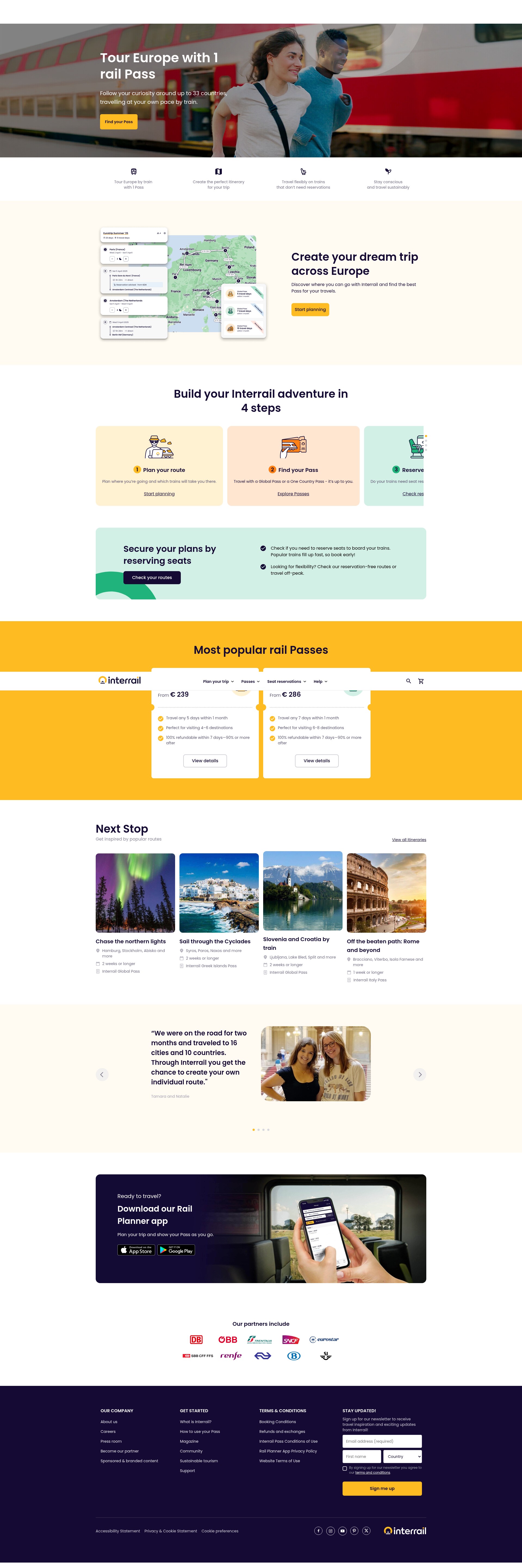 Screenshot of interrail.eu