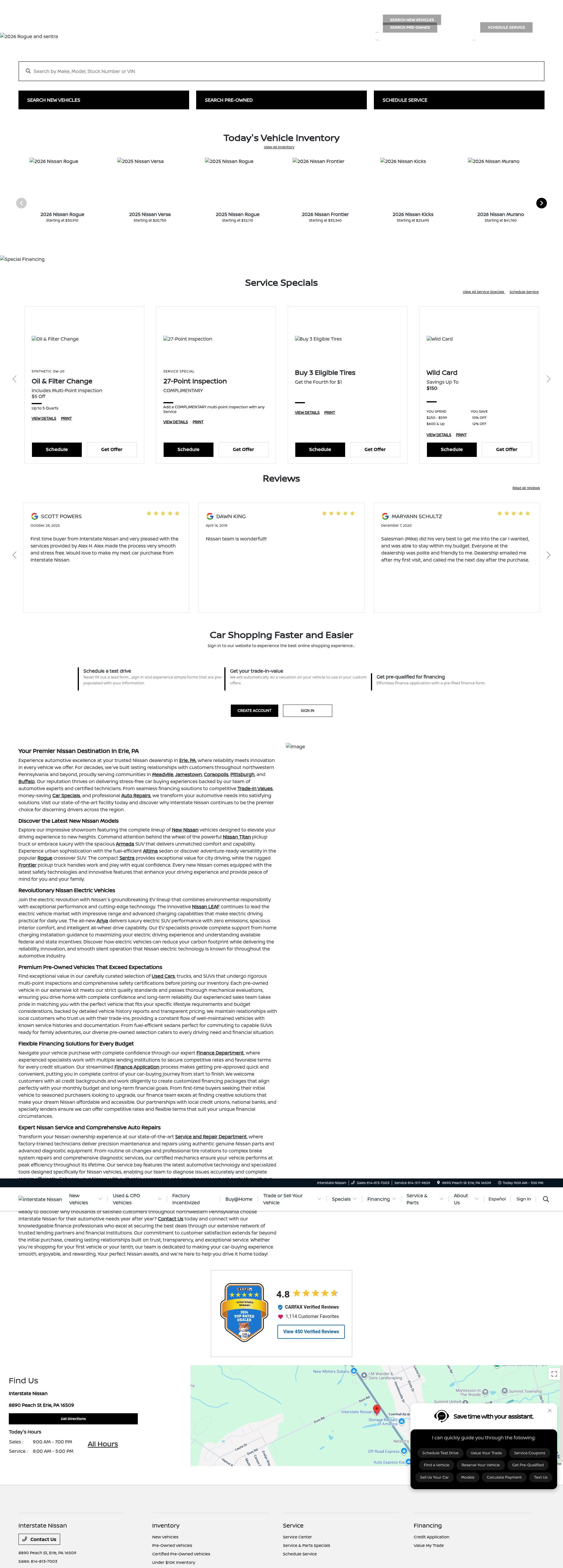 Screenshot of interstatenissan.com