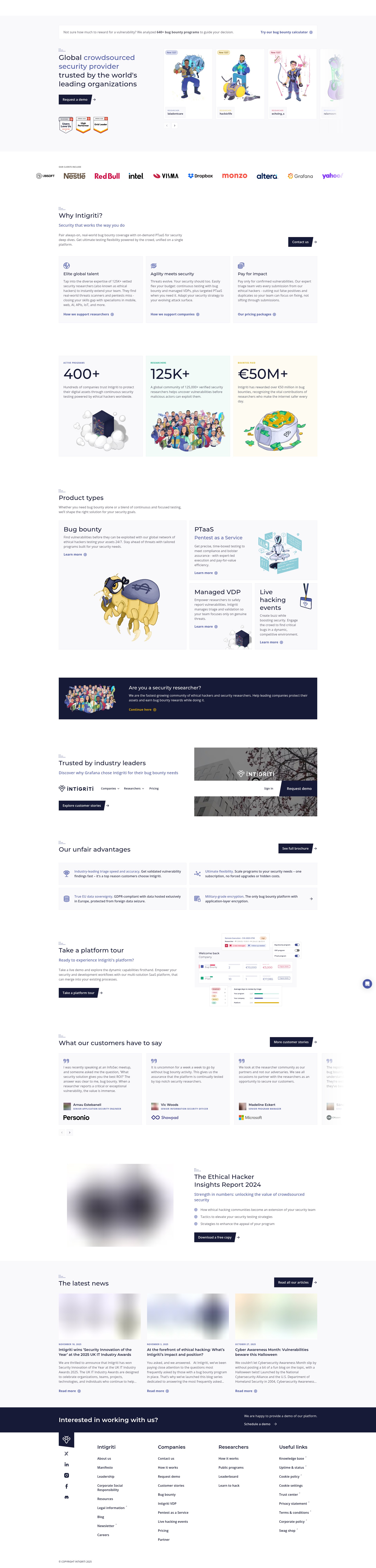 Screenshot of intigriti.com