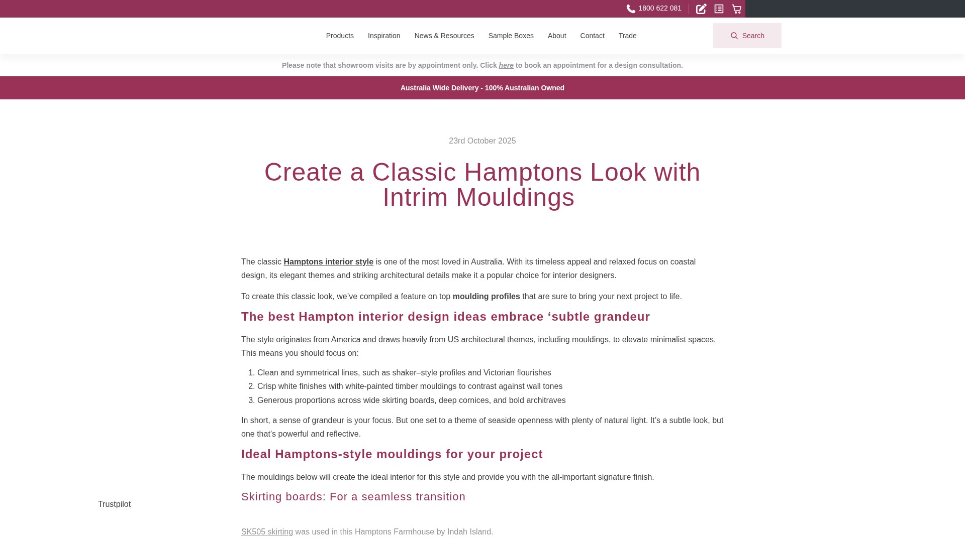 Screenshot of intrimmouldings.com.au