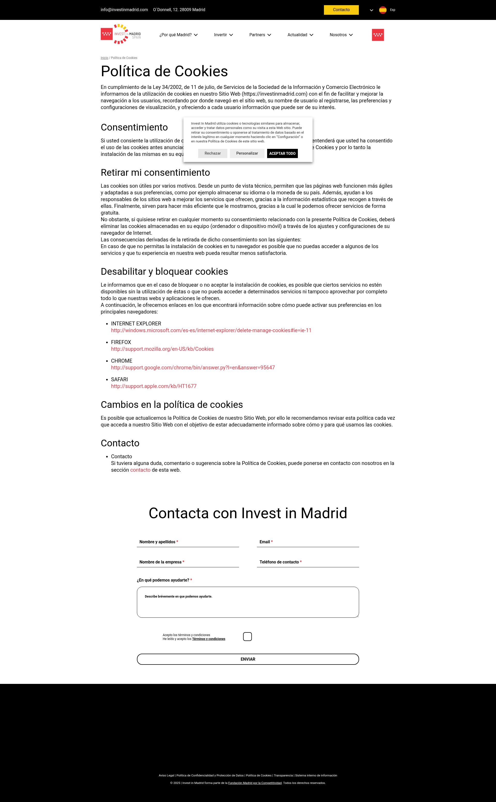 Screenshot of investinmadrid.com