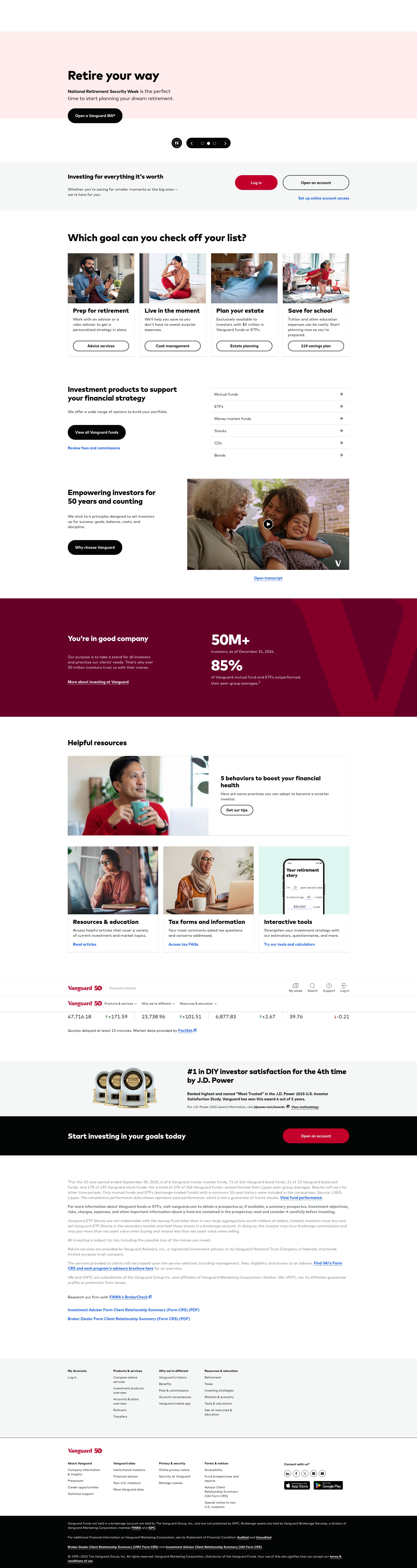 Screenshot of investor.vanguard.com