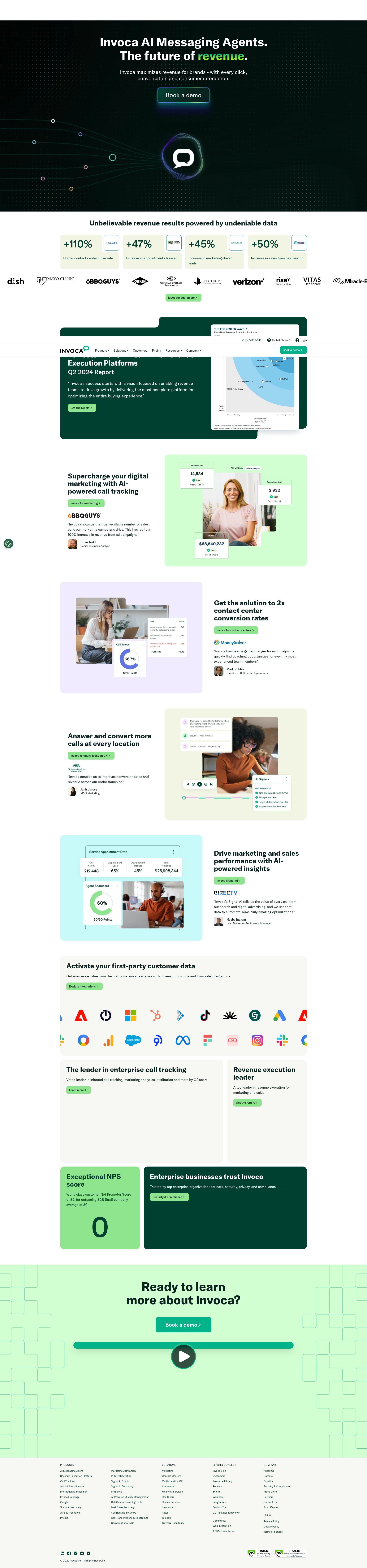 Screenshot of invoca.com