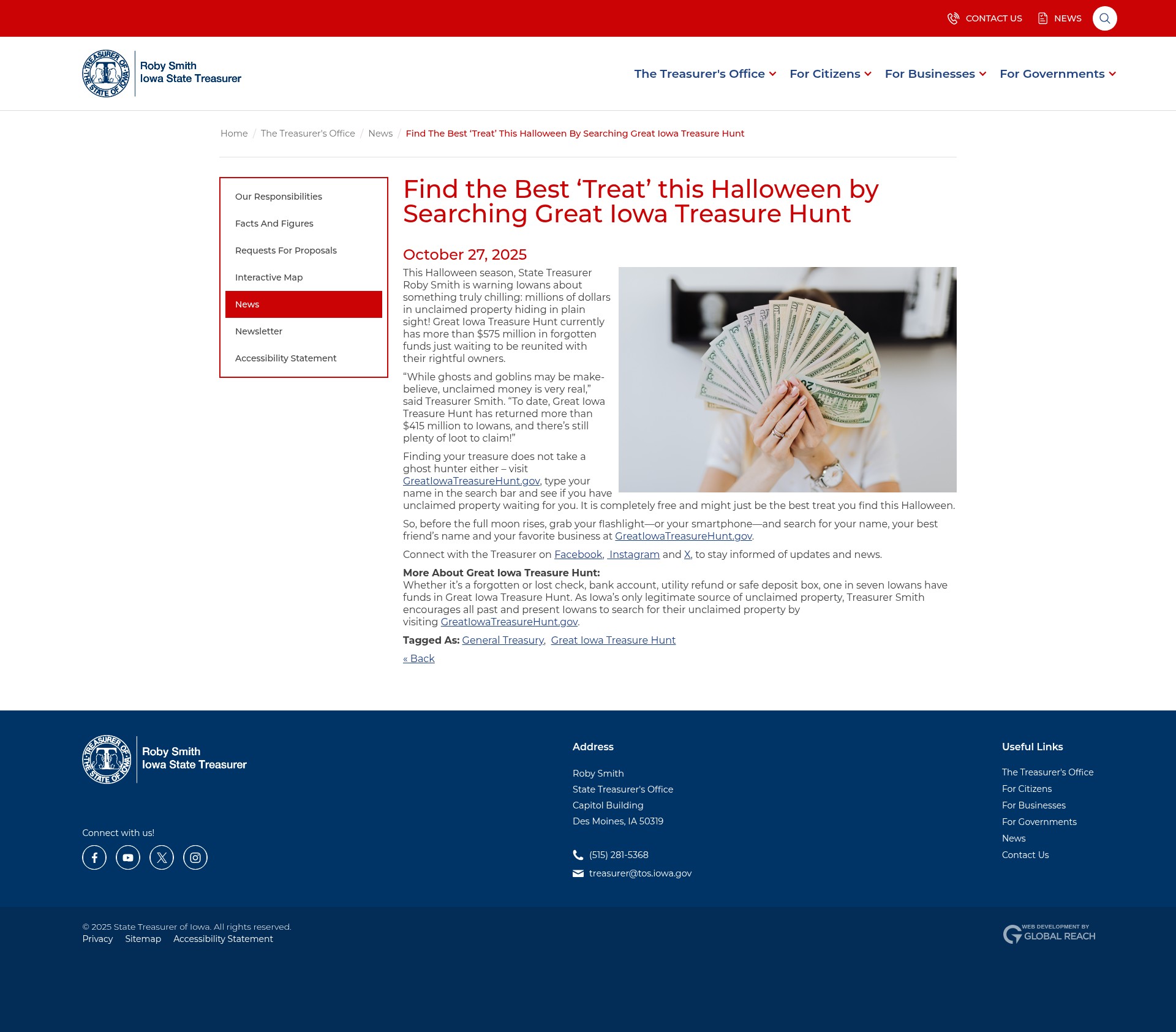 Screenshot of iowatreasurer.gov