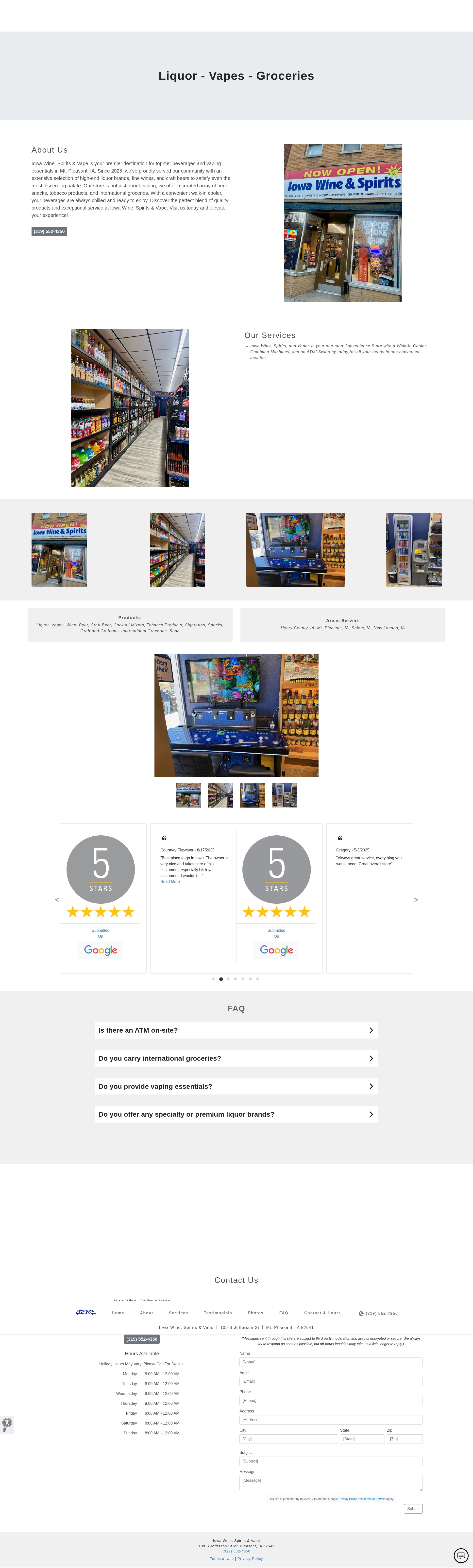 Screenshot of iowawinespiritsandvape.com