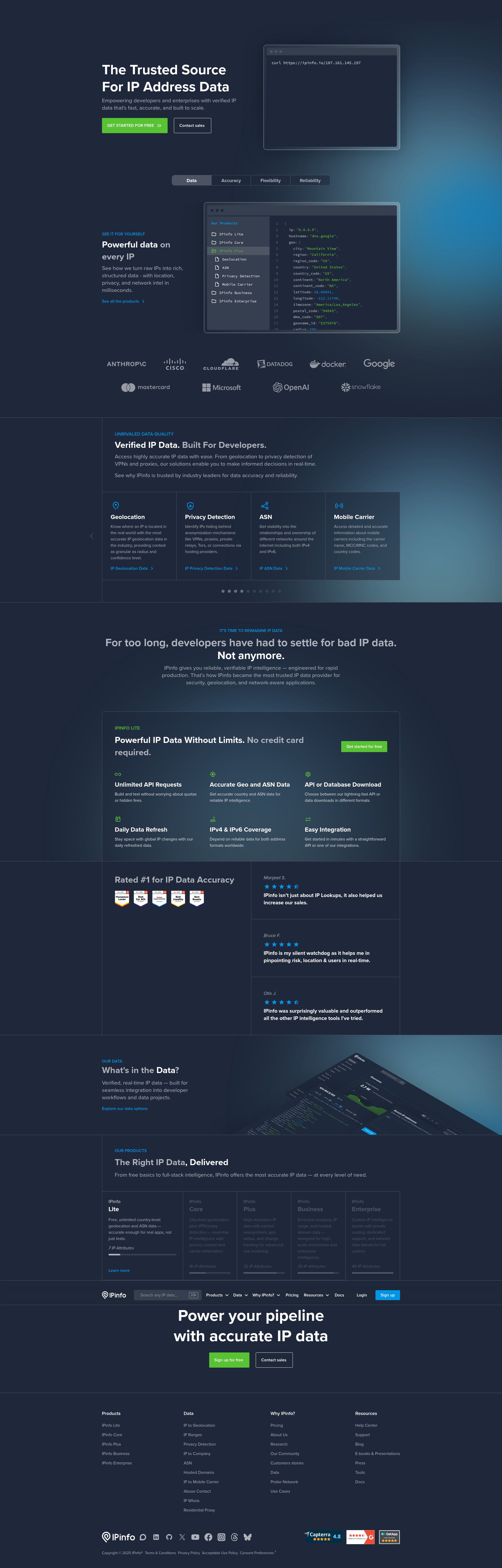 Screenshot of ipinfo.io