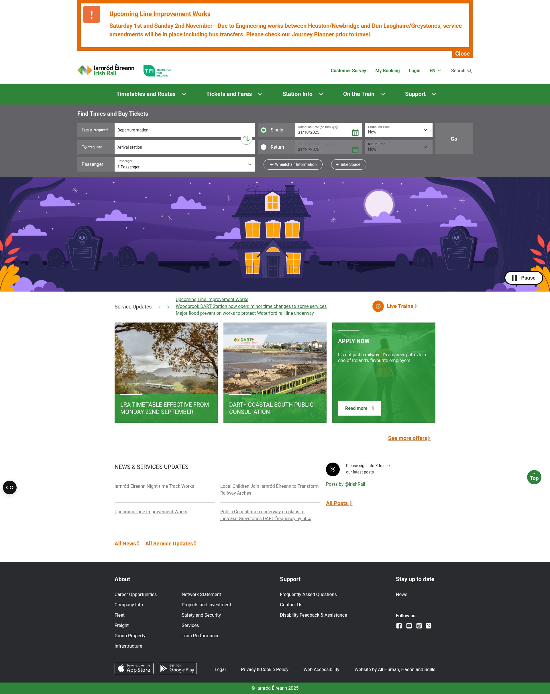 Screenshot of irishrail.ie