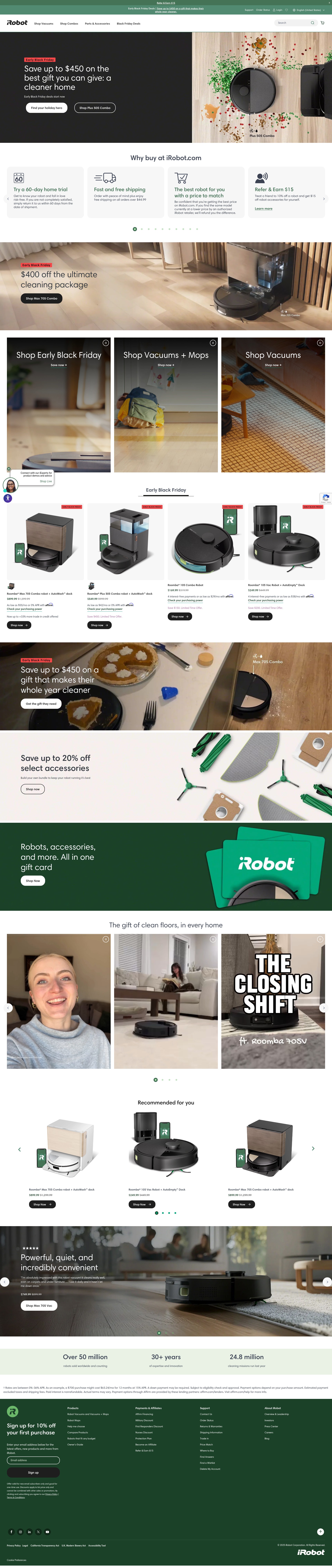 Screenshot of irobot.com