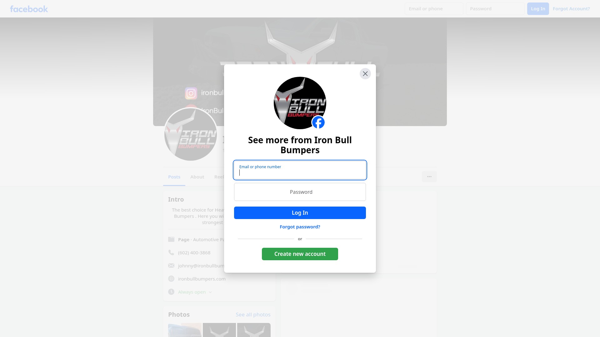 Screenshot of ironbullbumpers.com