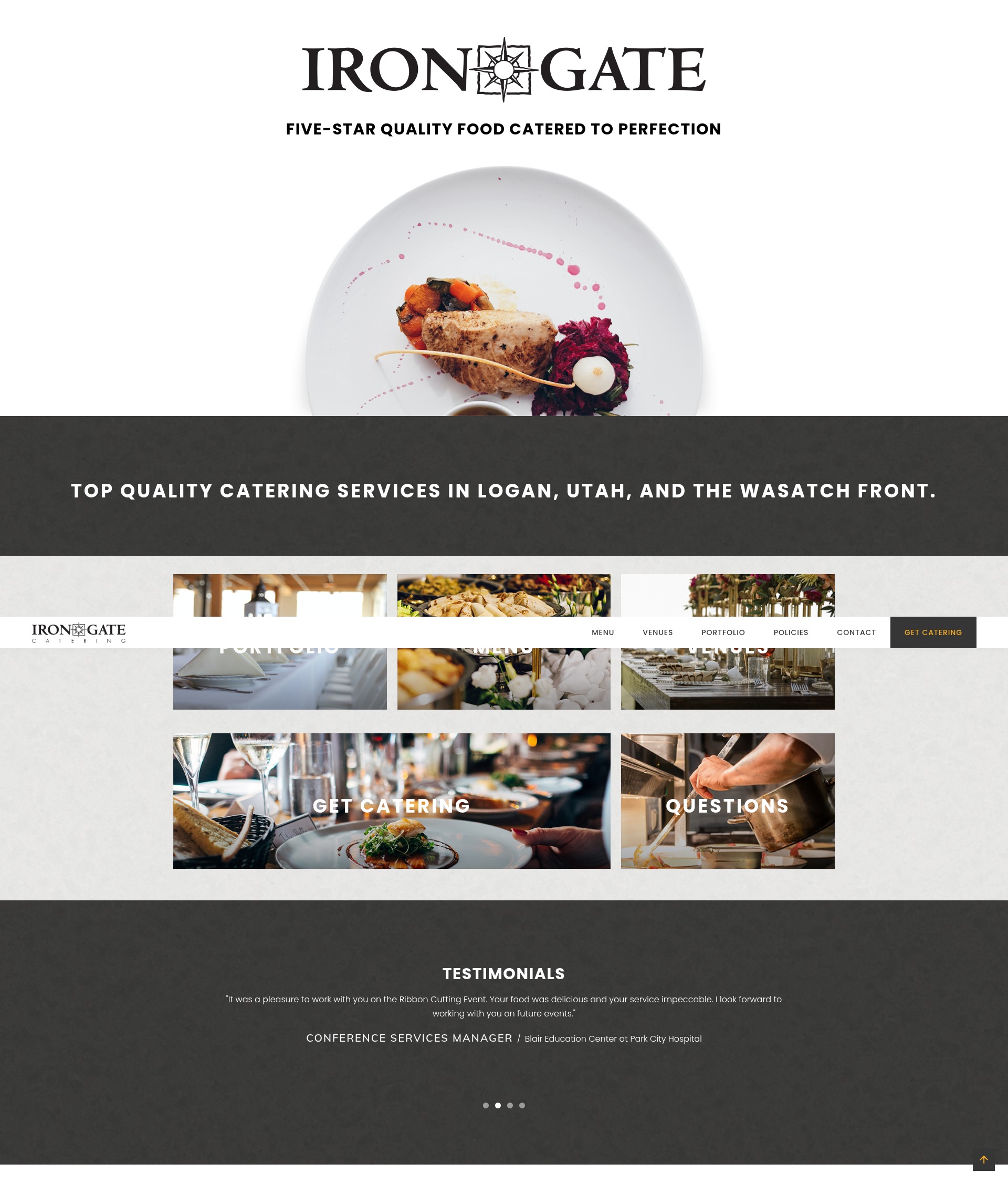 Screenshot of irongatecatering.com